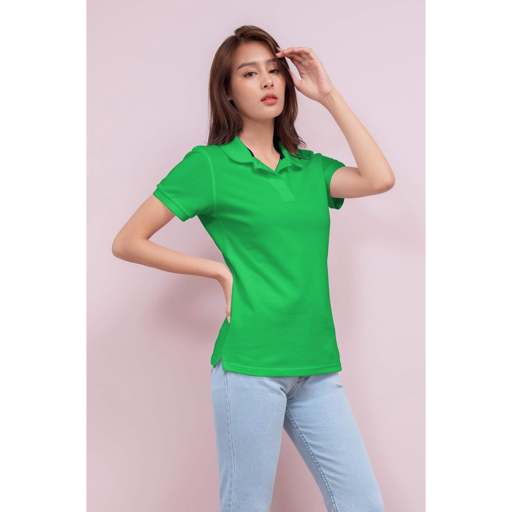 No Problem Noproblem ยอดขาย No.1 รับประกัน ไม่ย้วย ไม่ยืด ผ้านุ่ม เสื้อโปโล หญิง สีเขียวเพริโดต์