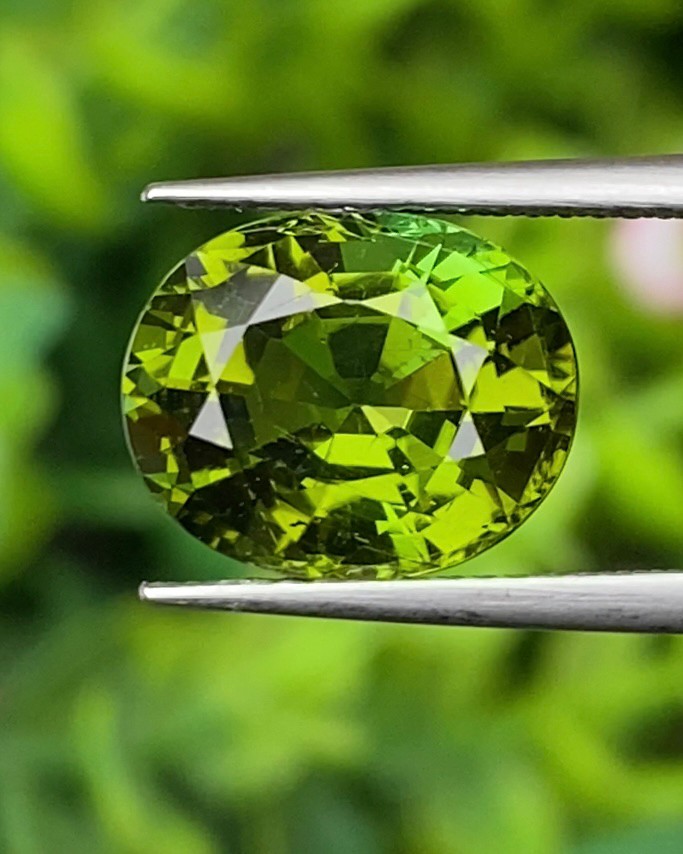 พลอย กรีน ทัวร์มารีน (Green Tourmaline) 5.04 กะรัต (Cts.) อัญมณีมงคลประจําวันเกิด เครื่องประดับพลอย
