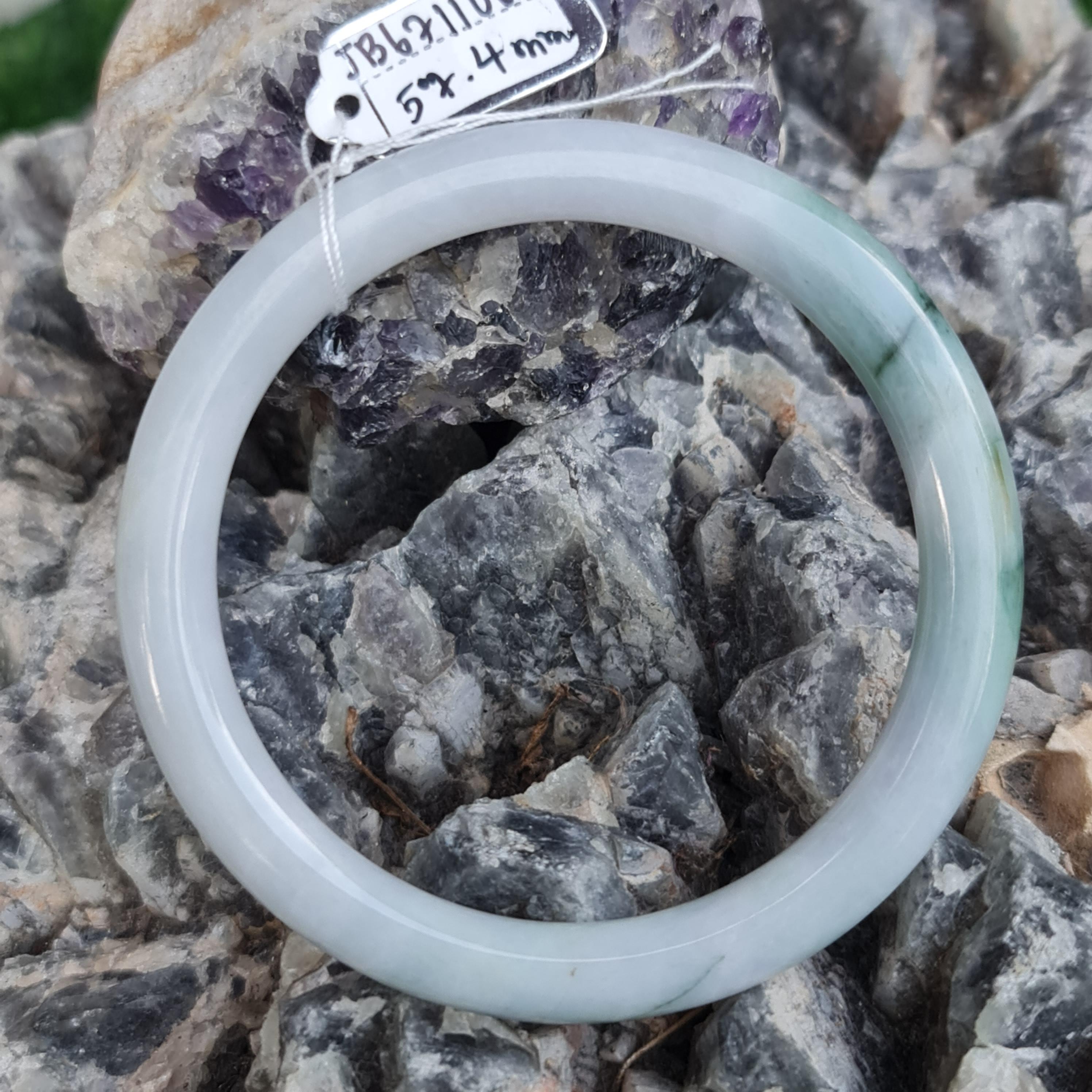 JB6711063 หยก พม่า แท้ Jade กำไลหยก 57.4 มม. (Jadeite bracelet) พม่า (Myanmar)