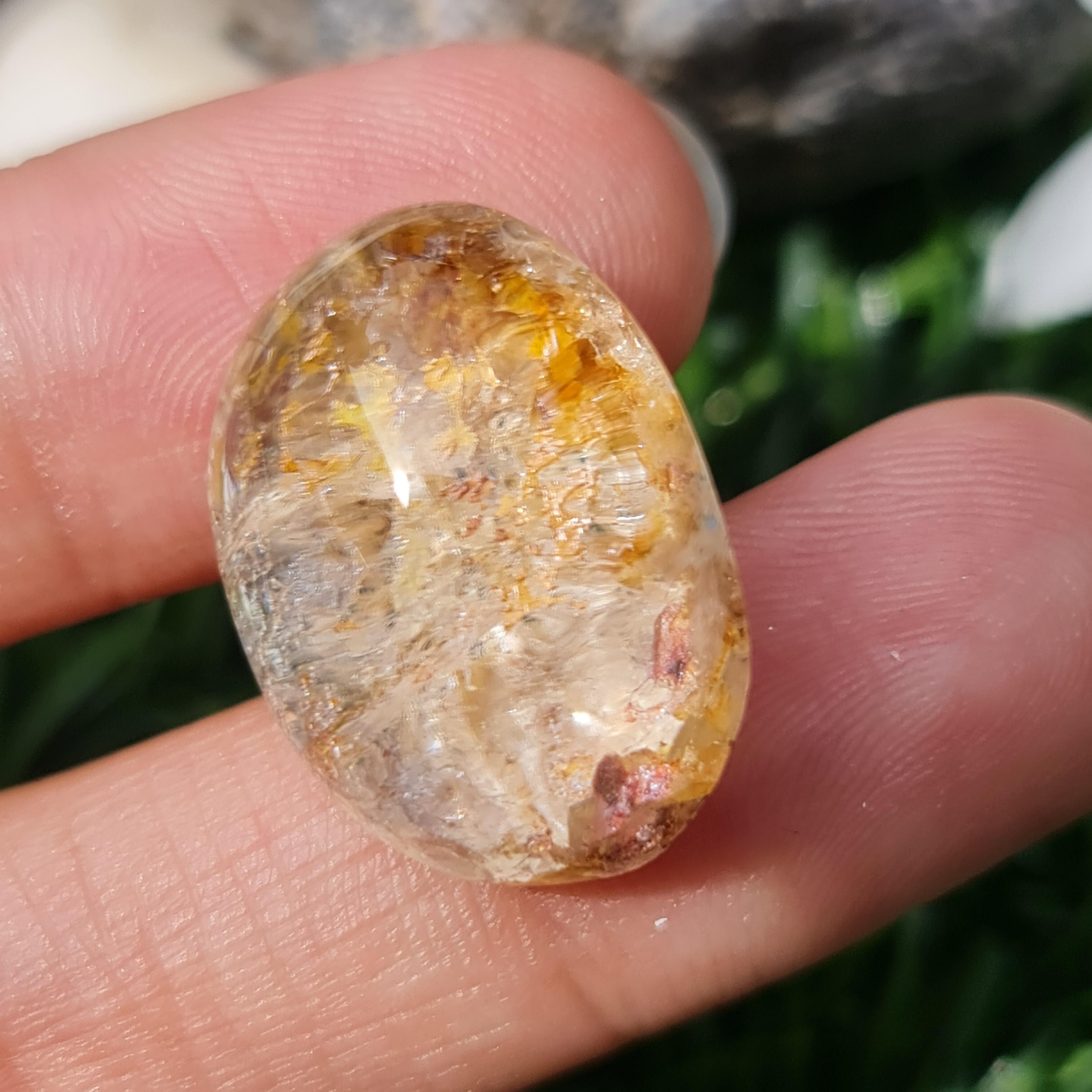 โป่งข่าม ควอตซ์ Rutilated Quartz 30.26 กะรัต Cts. พลอยแท้ อัญมณีมงคลประจําวันเกิด เครื่องประดับพลอย