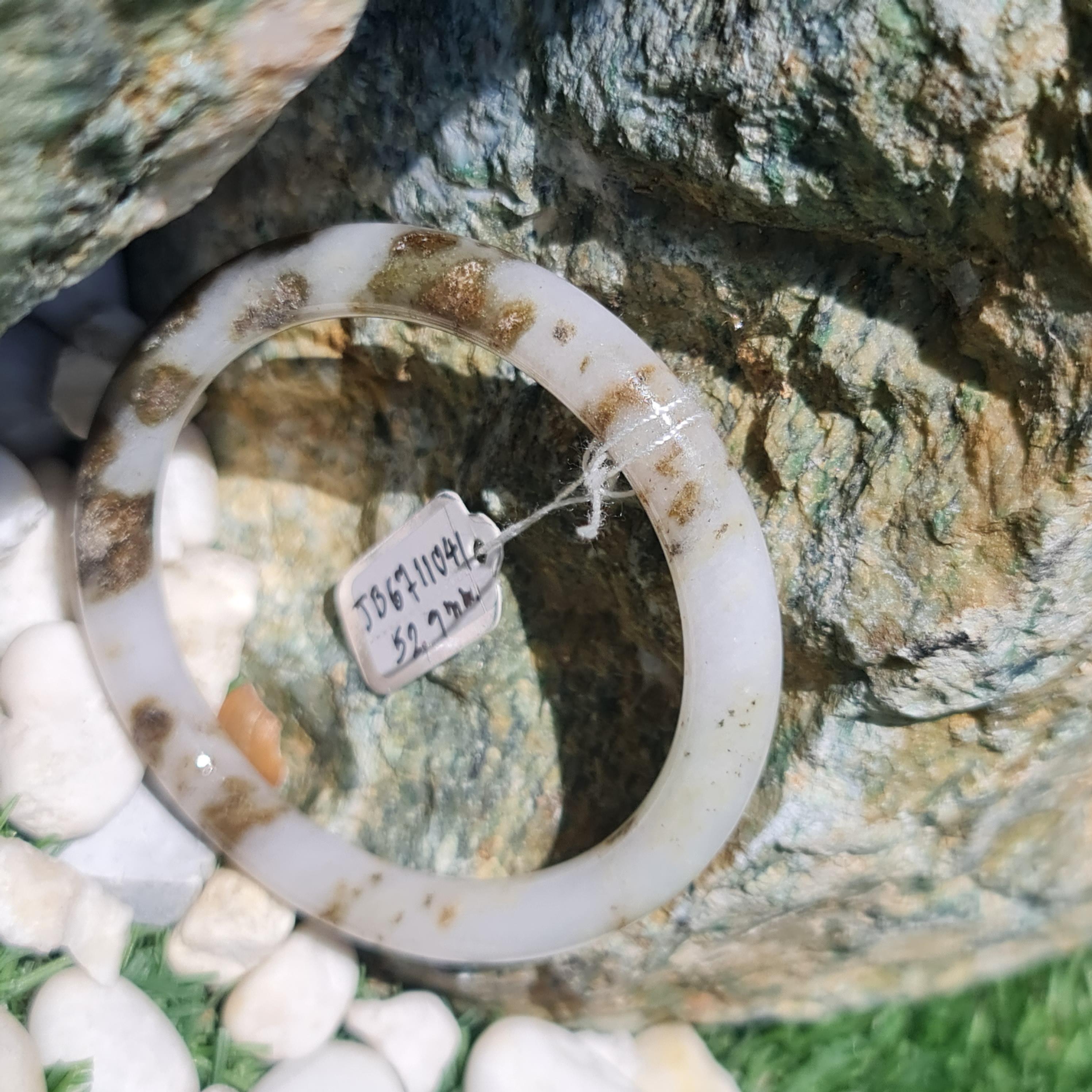 ฺ๋JB6711041 หยก พม่า แท้ Jade กำไลหยก 52.9 มม. (Jadeite bracelet) พม่า (Myanmar)