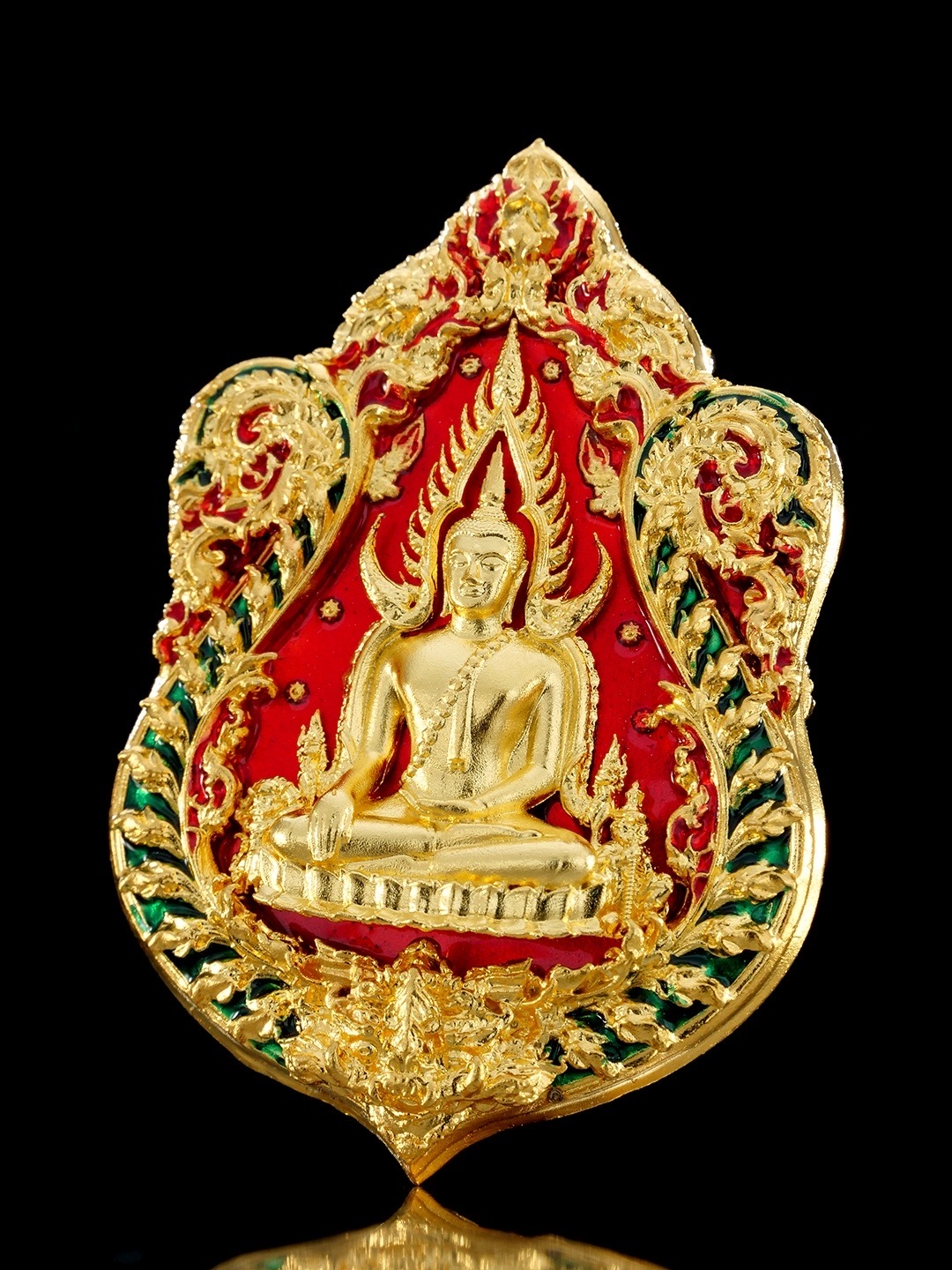 เหรียญเสมาพระพุทธชินราช รุ่น จตุมหามงคล666ปี รายการพิเศษศูนย์จอง เนื้อบรอนซ์ชุบทองลงยา (ด้านหน้า/พระพุทธชินราช ด้านหลัง/พญานาค)