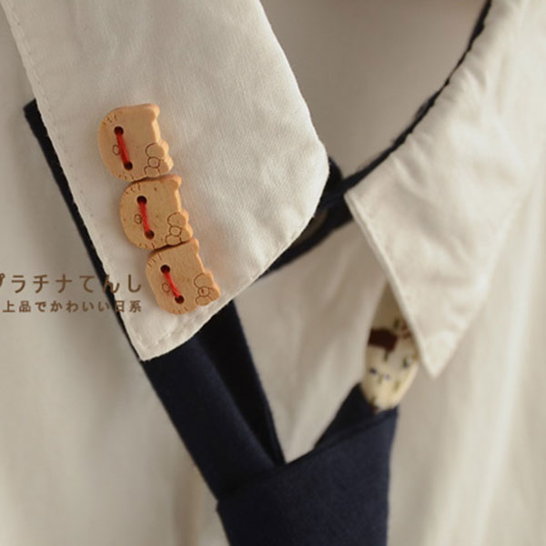 เสื้อเชิ้ตแฟชั่นญี่ปุ่น แขนยาว แต่งเนคไทปักลายแมว (12091LM)