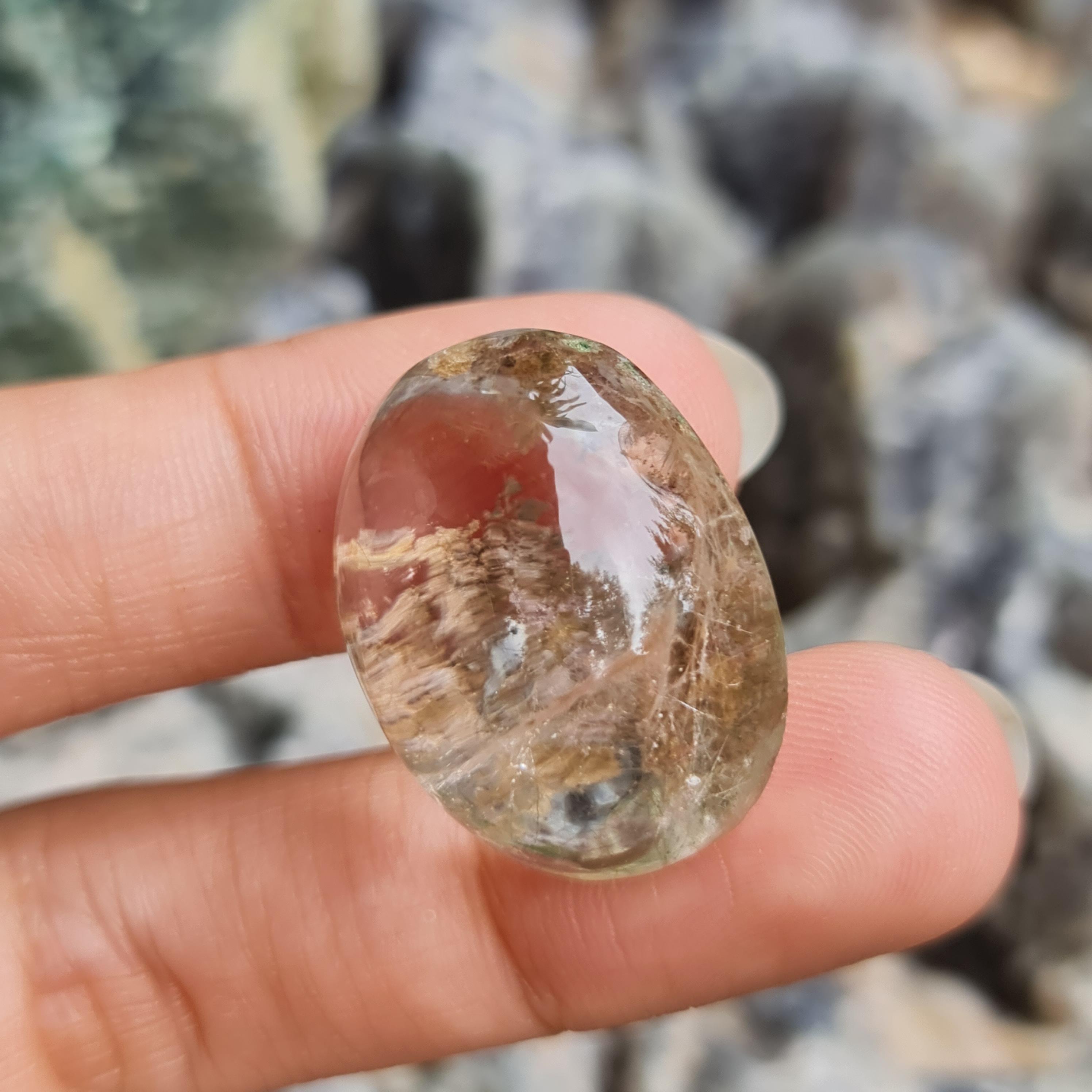โป่งข่าม ควอตซ์ Rutilated Quartz 52.45 กะรัต Cts. พลอยแท้ อัญมณีมงคลประจําวันเกิด เครื่องประดับพลอย