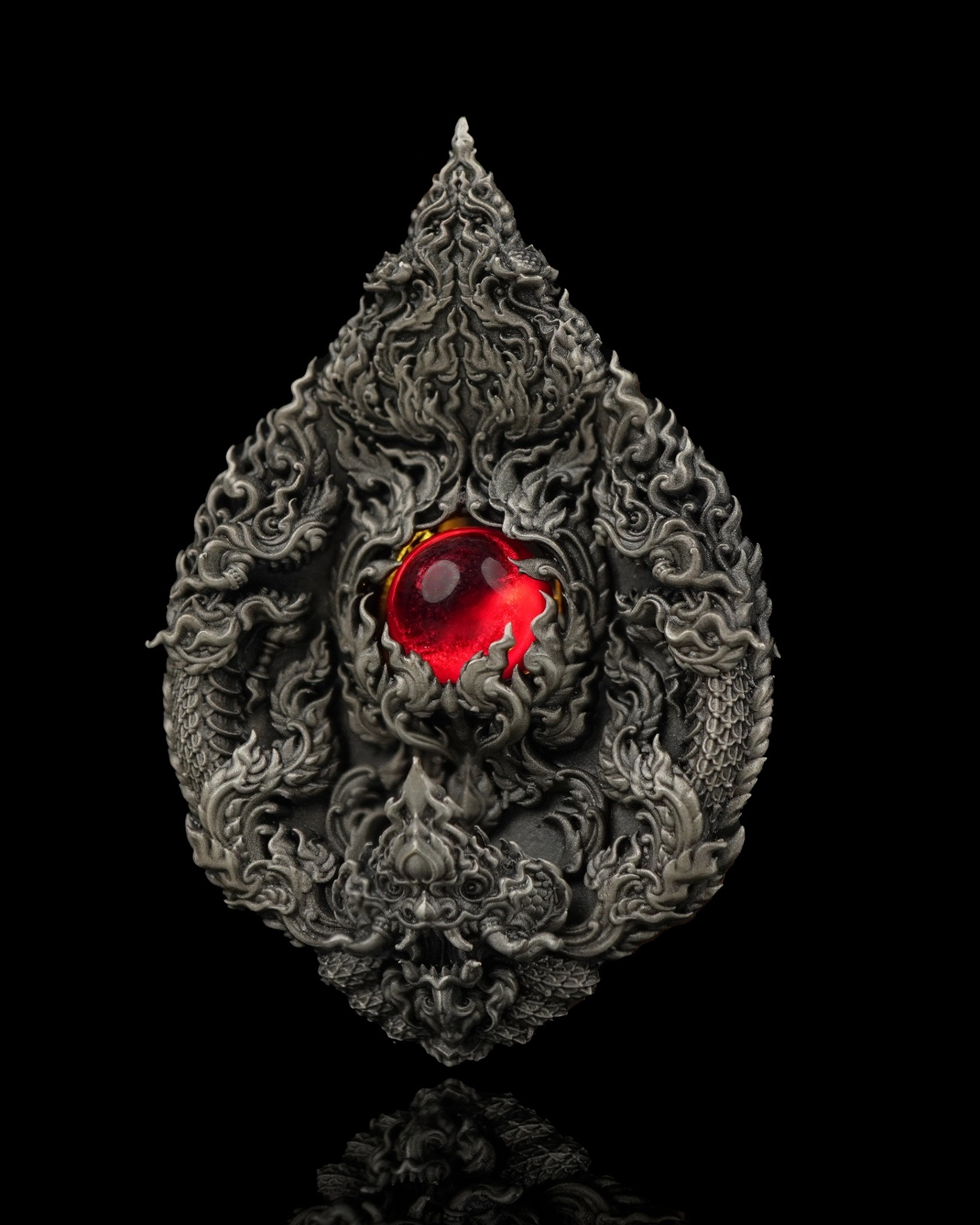 เหรียญมณีนาคราชแก้วบุญฤทธิ์ รหัส2 เนื้อเงินแท้รมซาติน