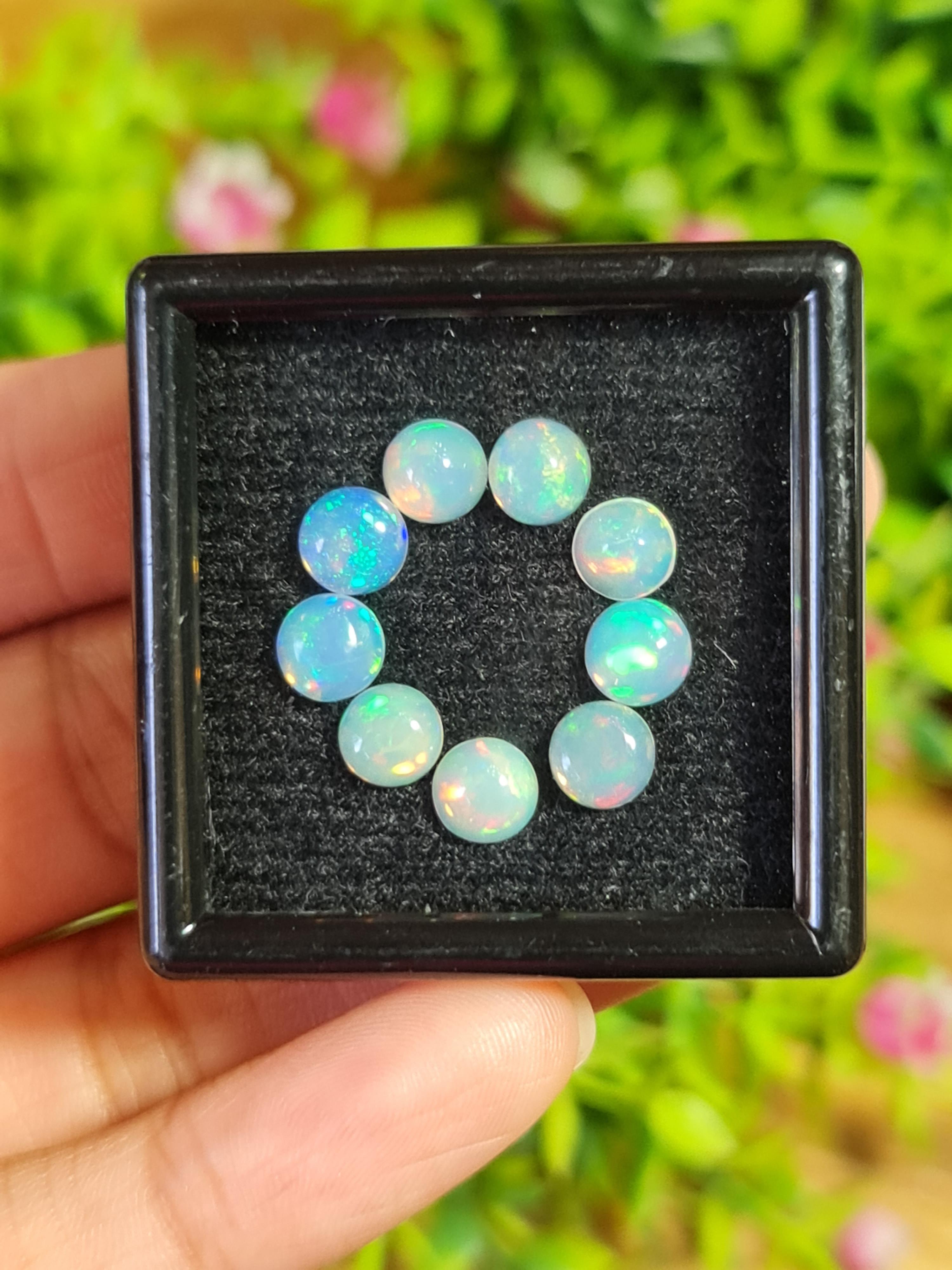 พลอย โอปอล Opal 9 เม็ด (Pcs.) 4.67 กะรัต (Cts.)พลอยแท้ อัญมณีมงคลประจําวันเกิด เครื่องประดับพลอย