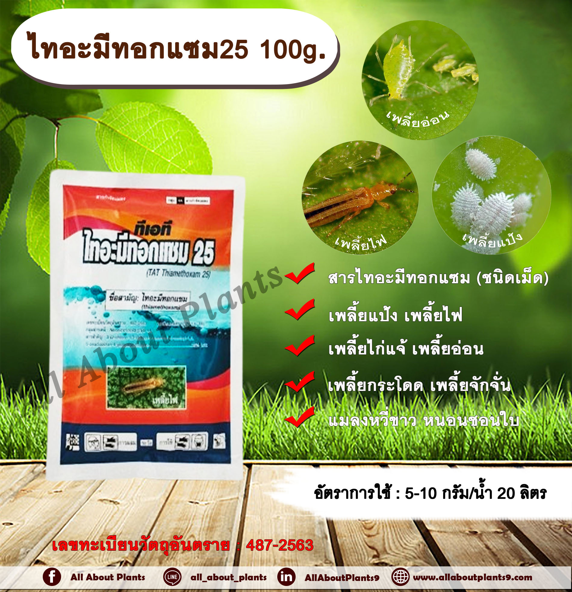 ไทอะมีทอกแซม25 100g. สารไทอะมีทอกแซม สารกำจัดแมลง เพลี้ยไฟ เพลี้ยแป้ง เพลี้ยไก่แจ้ เพลี้ยอ่อน เพลี้ยกระโดด ซอง