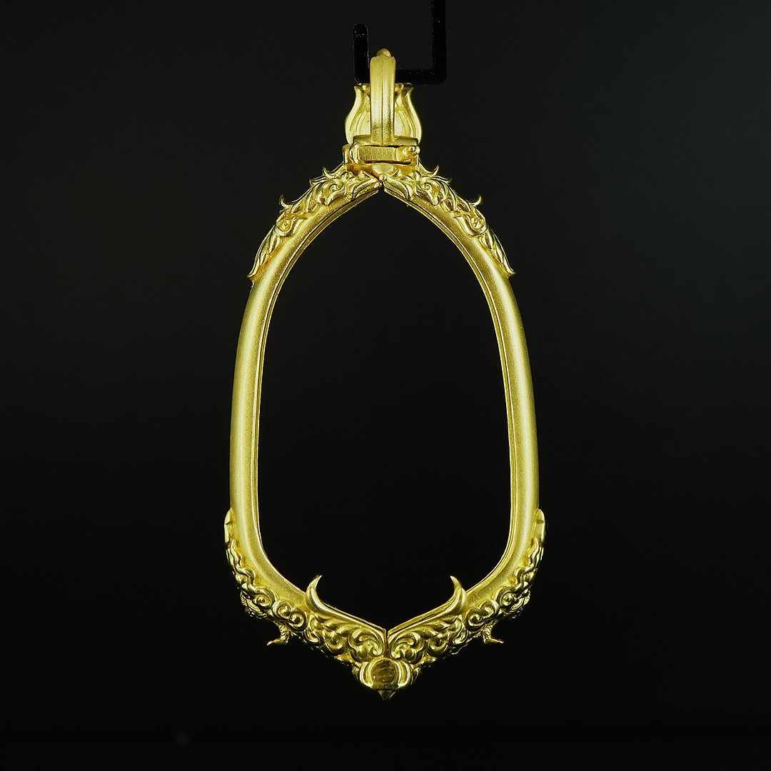 (แบบที่17.1) กรอบเนื้อบรอนซ์ชุบทอง สำหรับองค์พระขนาด ความสูง 5.5 เซนติเมตร ความกว้าง 3.2 เซนติเมตร