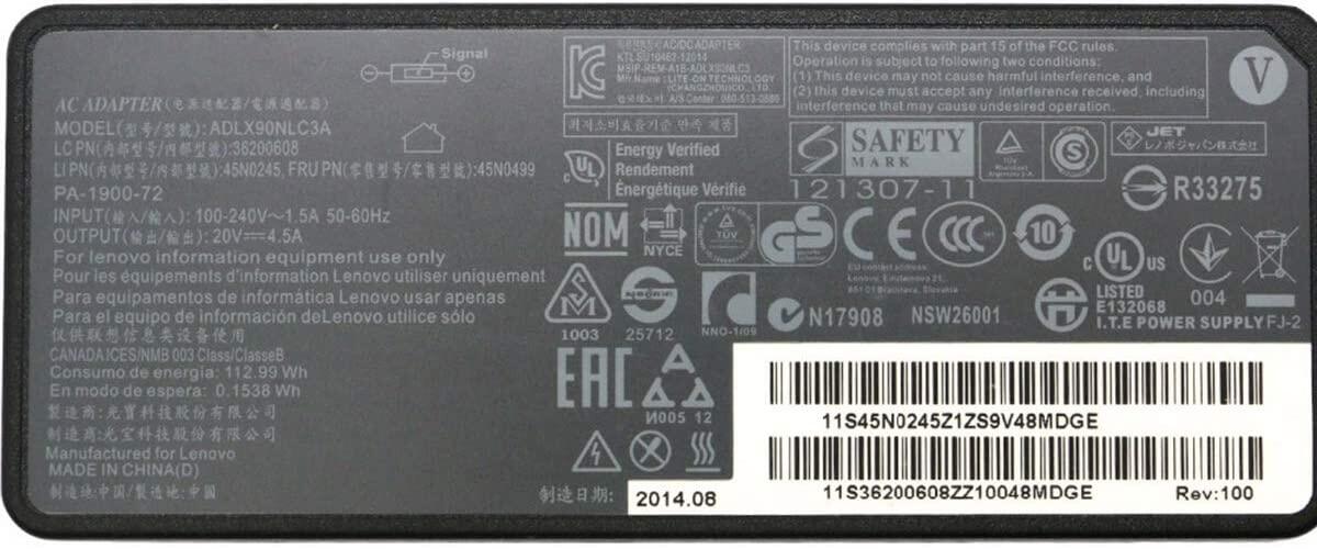 แชร์: 0 อะแดปเตอร์ Lenovo AC Adapter 20V 4.5A ADLX90NLC3A Compatible with Lenovo Thinkpad S230U T450 T450S T550 X250 มือสอง