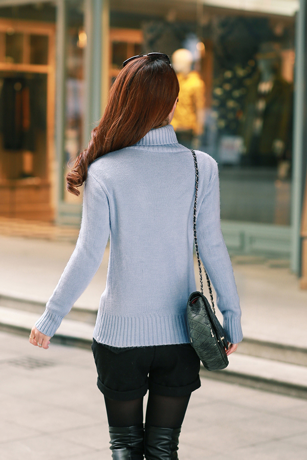 เสื้อคอเต่า เสื้อคอพับ ผ้าไหมพรมวูลหนานุ่ม (12265B)