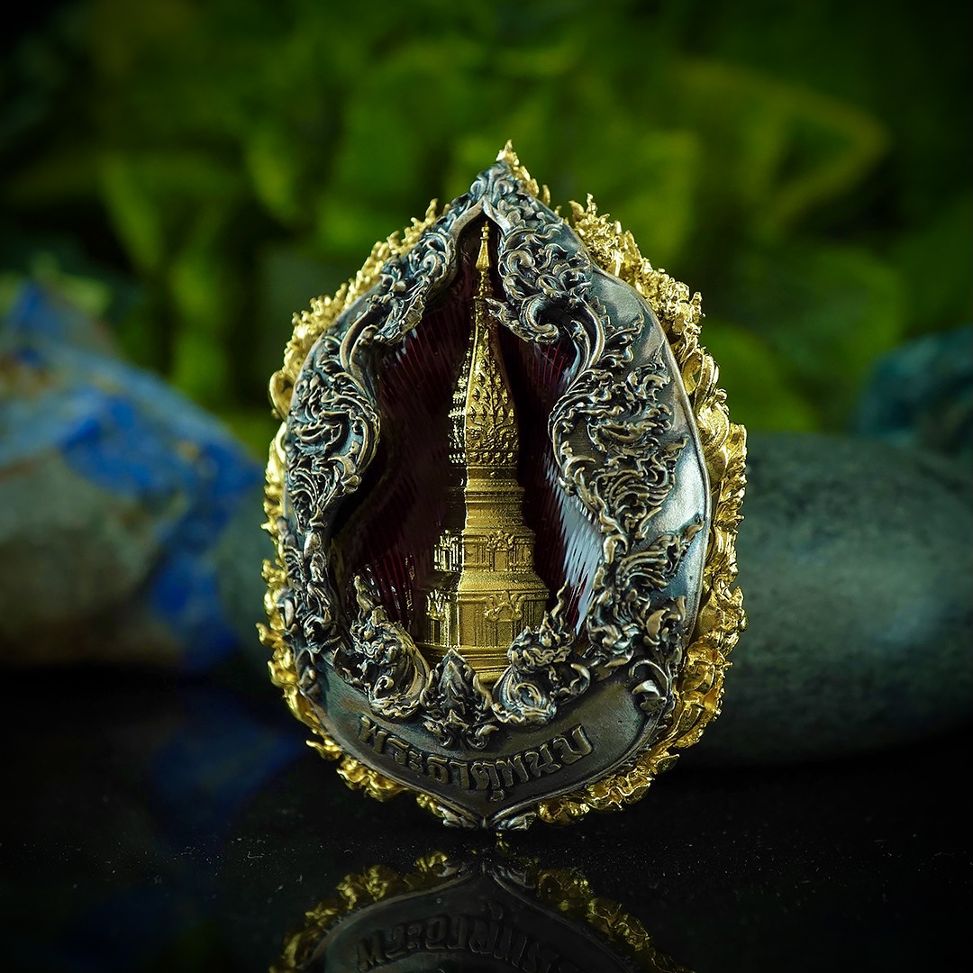 พระยมกปาฎิหาริย์ รายการพิเศษ เนื้อบรอนซ์ชุบทองหลังชุบซาตินลงยาแดง