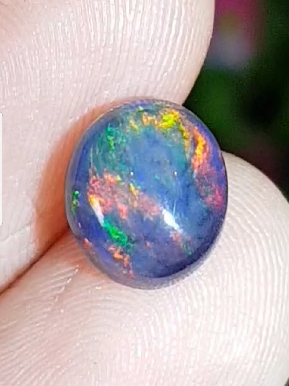 พลอย แบล็ก โอปอล Black Opal 1.24 กะรัต (Cts.) พลอยแท้ อัญมณีมงคลประจําวันเกิด เครื่องประดับพลอย