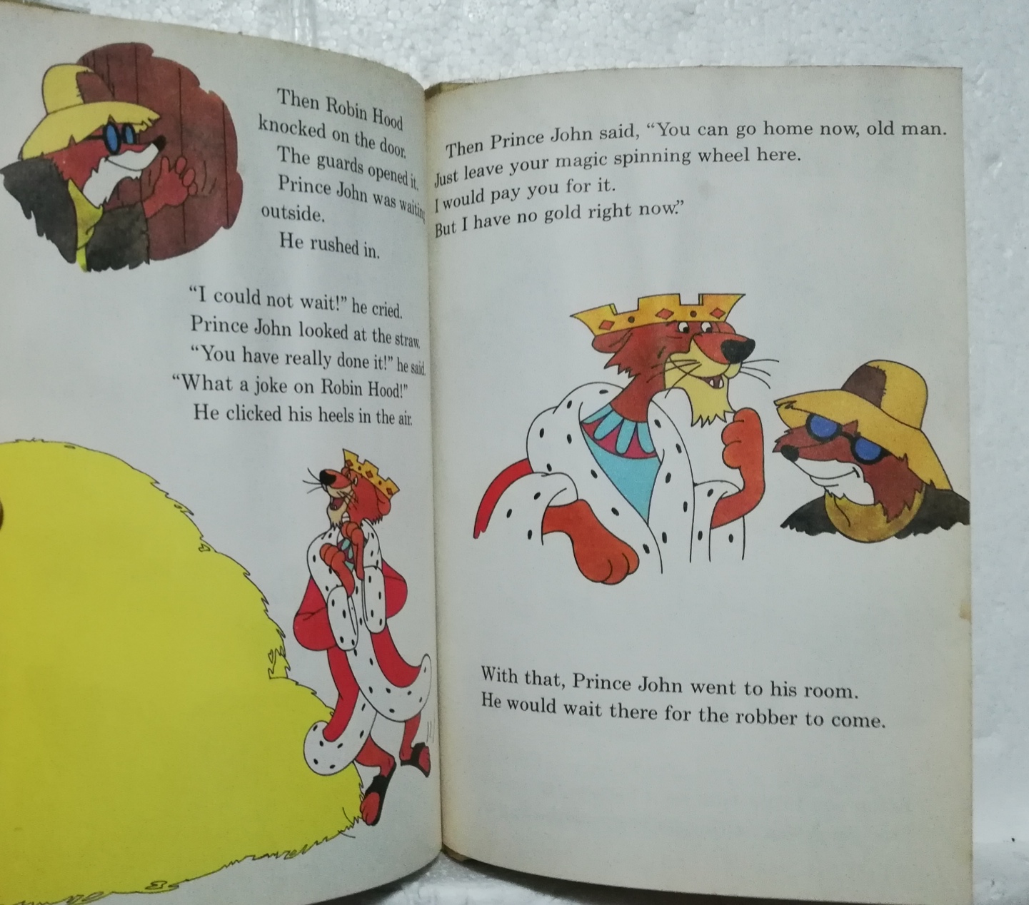 หนังสือนิทานวอลท์ดิสนีย์เก่า ปี 1979 ปกแข็ง ห่อปกพลาสติก มีตำหนิ โปรดตรวจสอบทุกภาพ, โรบินฮู้ด Robin Hood spins gold