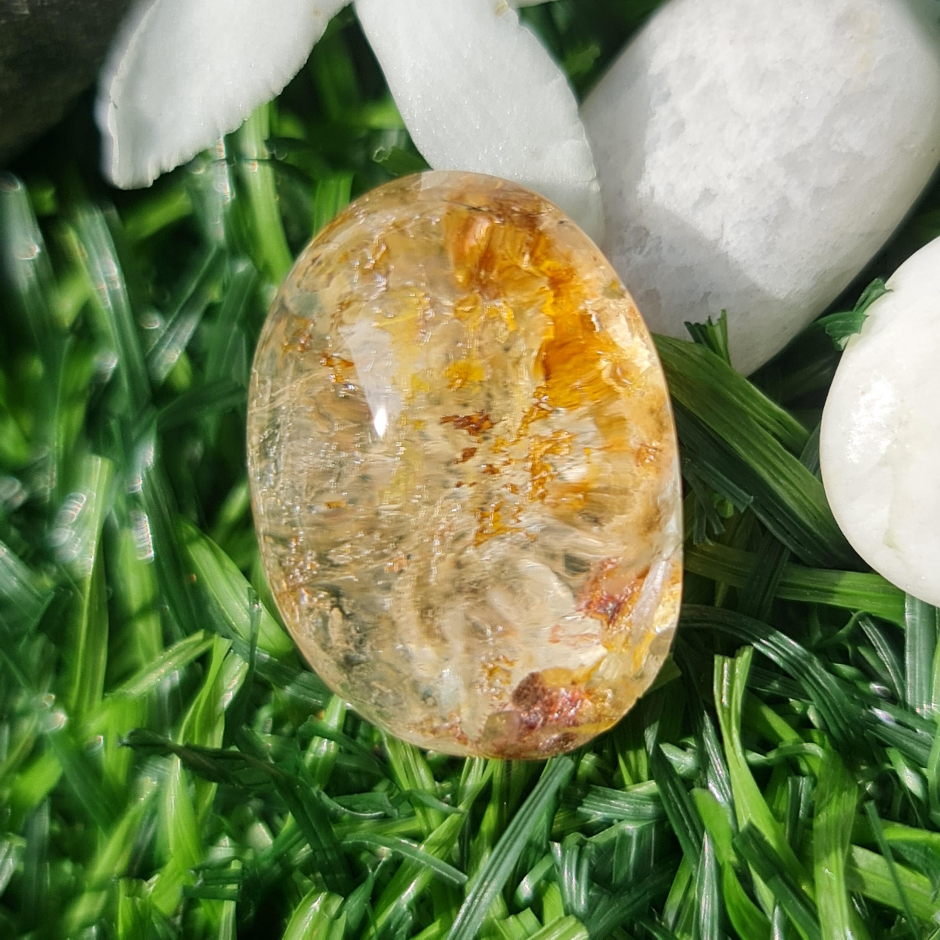 โป่งข่าม ควอตซ์ Rutilated Quartz 30.26 กะรัต Cts. พลอยแท้ อัญมณีมงคลประจําวันเกิด เครื่องประดับพลอย