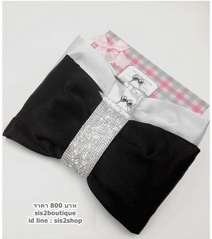พร้อมส่ง Evening Clutch กระเป๋าออกงาน รูปโบว์ คาดเพชร สวยหรู