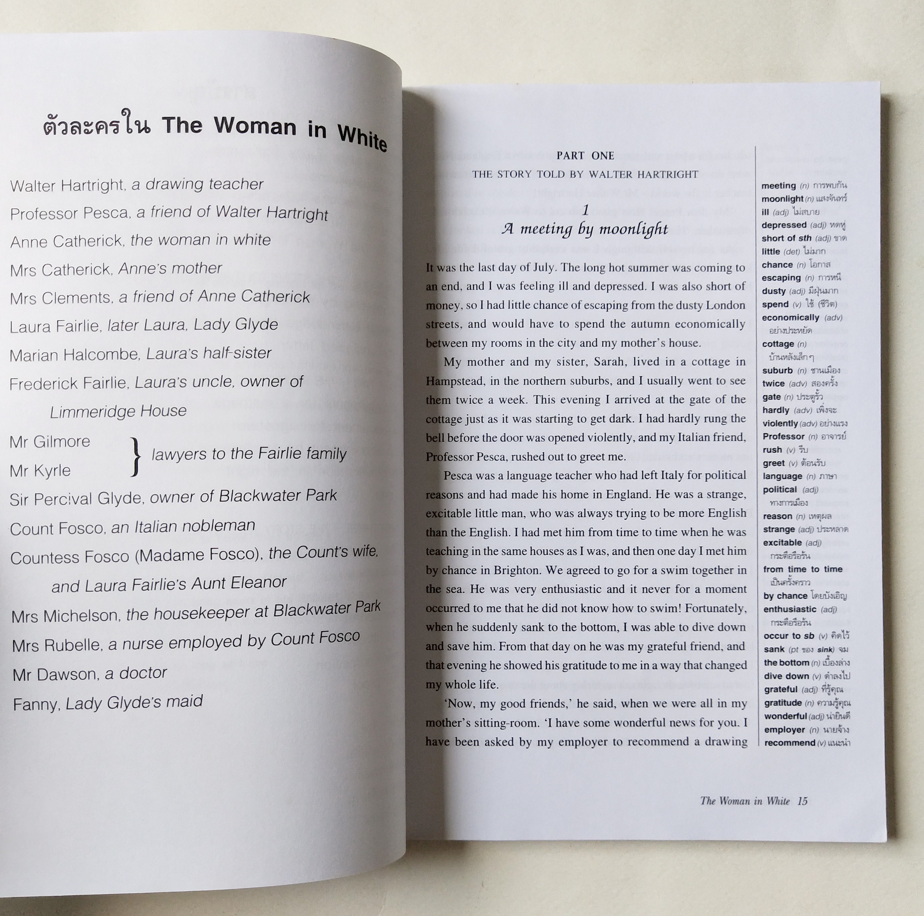 หนังสือเรียนเก่าอ่านนอกเวลา ,OXFORD BOOKWORMS LIBRARY ประเภท ระทึกขวัญและผจญภัย The Woman in White ปริศนาหญิงชุดขาว โดย Wilkie Collins เรียบเรียง โดย Richard G Lewis ภาพปก โดย วิรียนันท์ บุญหล้า ภาพประกอบโดย Kanako Damerum และ Yuzuru Takasaki