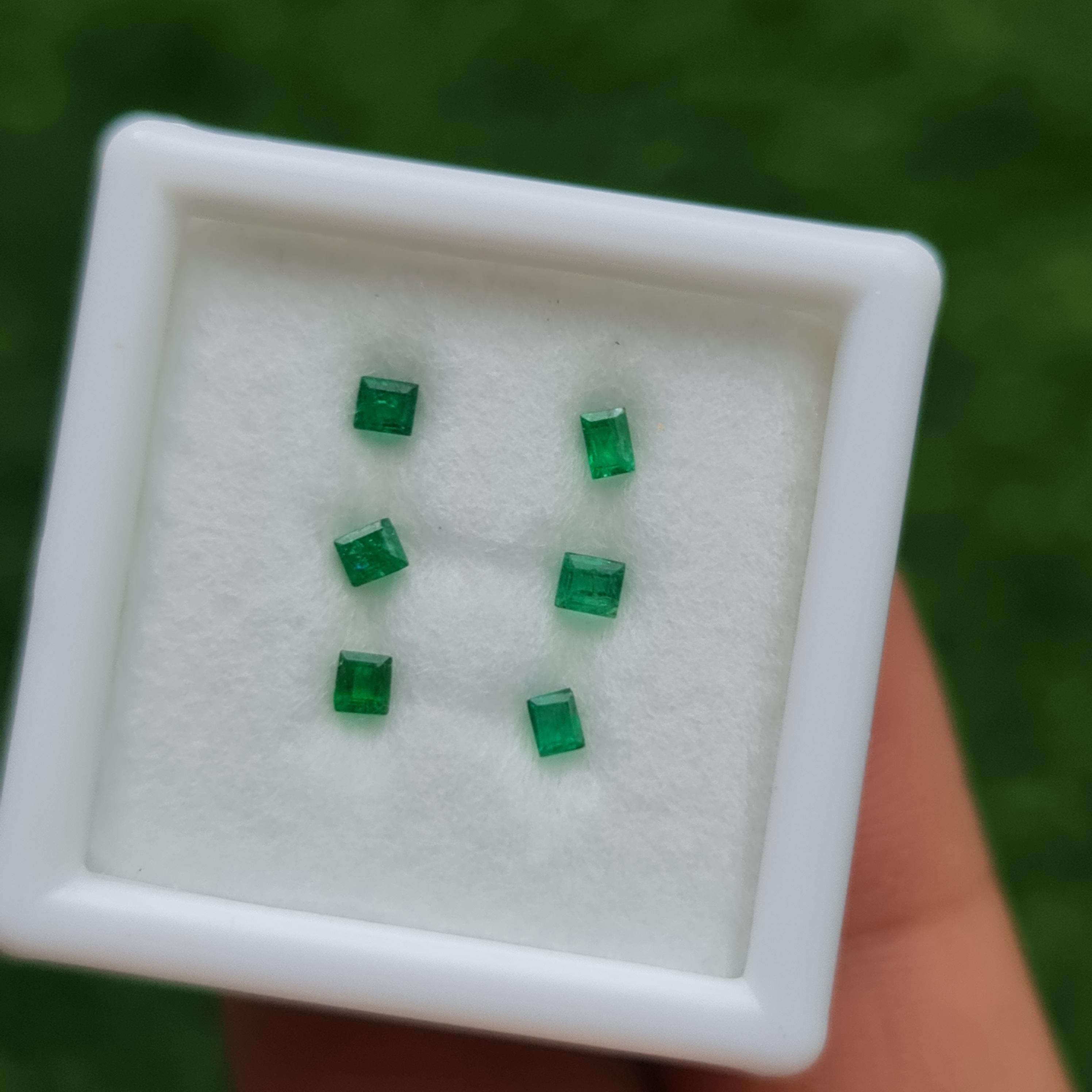 พลอย มรกต Natural Emerald แซมเบีย 0.32 กะรัต (Cts.) 5 เม็ด พลอยแท้ อัญมณีมงคลประจําวันเกิด เครื่องประดับพลอย