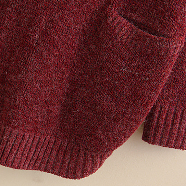 เสื้อไหมพรมตัวยาว ปักลายช้าง แต่งกระเป๋าคู่ (11655LM)