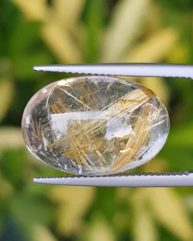 ไหมทอง ควอตซ์ Golden Rutilated Quartz 16.79 กะรัต Cts.พลอยแท้ อัญมณีมงคลประจําวันเกิด เครื่องประดับพลอย