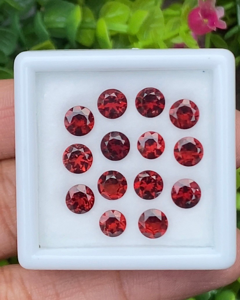 พลอย โกเมน Garnet 14 เม็ด (pcs.) 10.16 กะรัต (Cts.) พลอยแท้ อัญมณีมงคลประจําวันเกิด เครื่องประดับพลอย