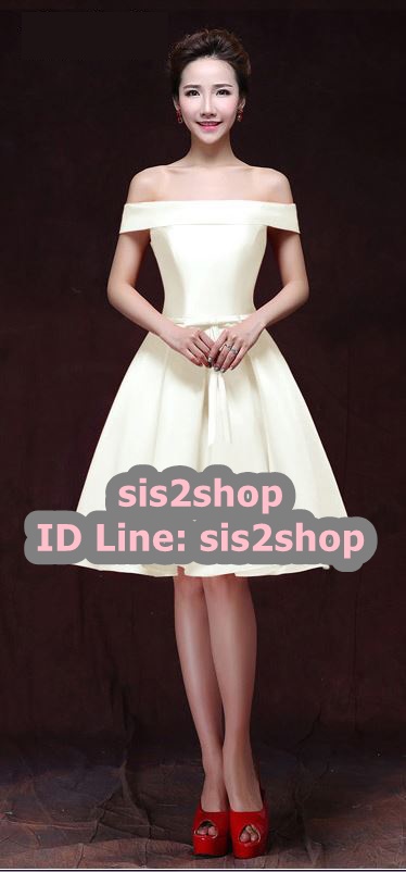 พร้อมส่ง ชุดราตรีสั้น แบบไหล่ปาด สไตล์วินเทจผ้าไหมดัชเชส กระโปรงทรงA แต่งโบว์2ชั้น ช่วงเอว สีครีม Champagne (เชือกผูกหลัง) พร้อมส่ง ชุดราตรีสั้น แบบไหล่ปาด สไตล์วินเทจผ้าไหมดัชเชส กระโปรงทรงA แต่งโบว์2ชั้น ช่วงเอว สีครีม Champagne (เชือกผูกหลัง) พร้อมส่ง 