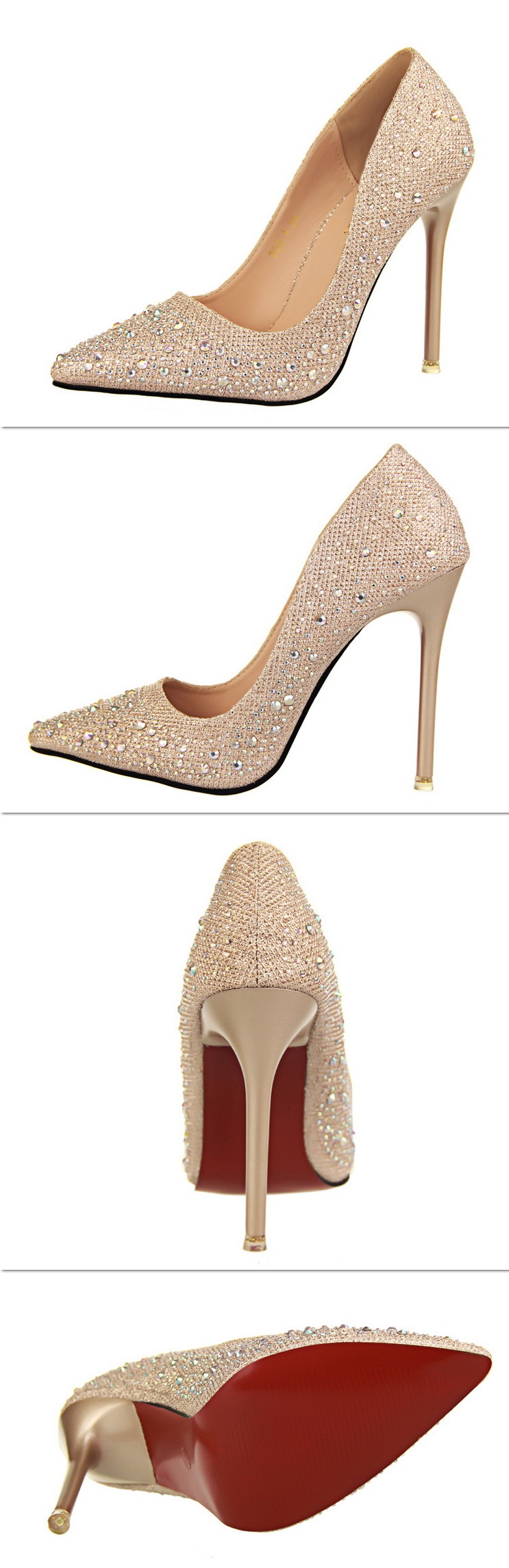 รองเท้าออกงาน รองเท้าส้นสูง ฝังเพชร สวยหรู