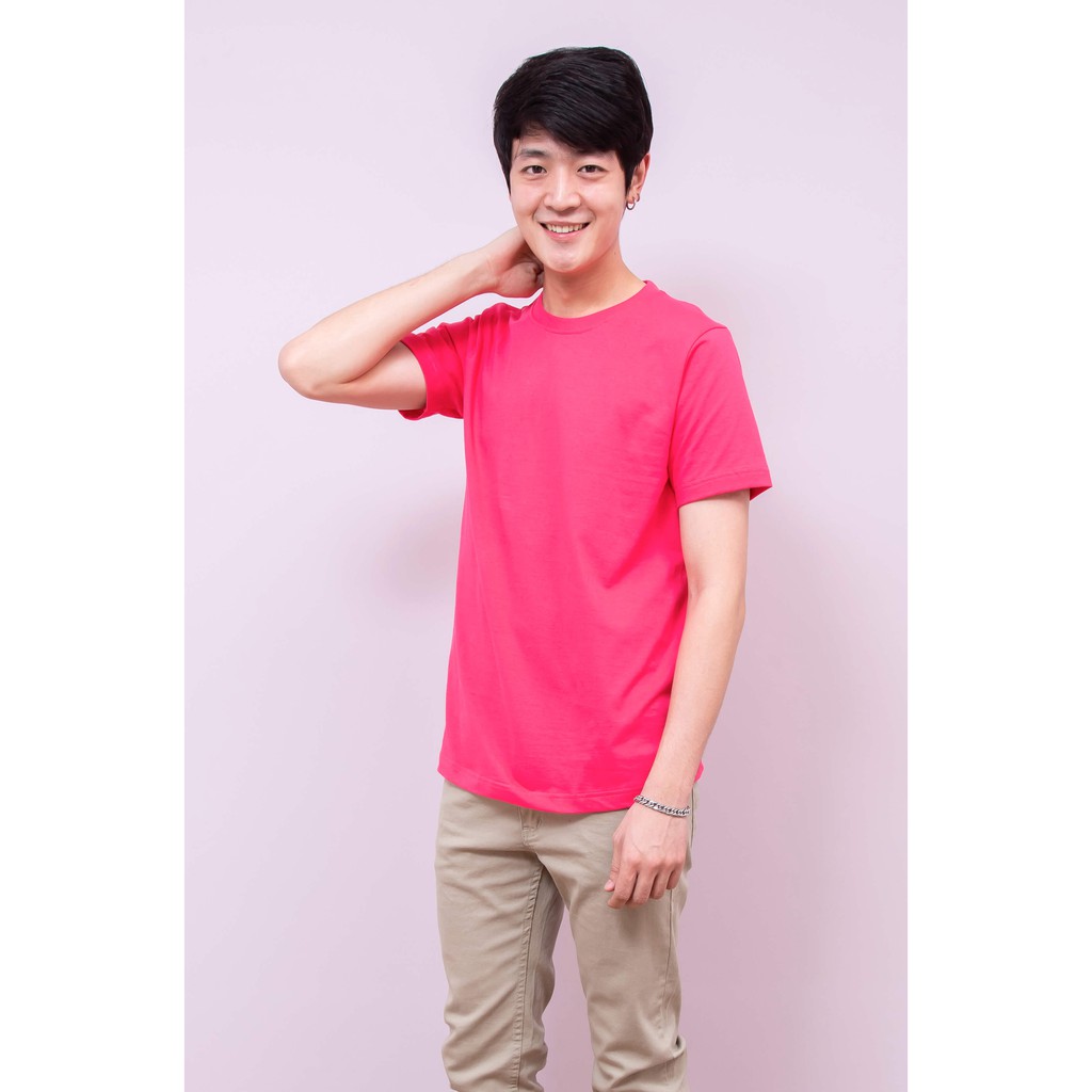 เสื้อยืด OV101 คอกลม ผ้าCotton100% 32 เนื้อนุ่ม ใส่สบาย สีบานเย็น