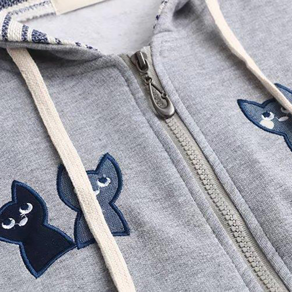 เสือแจ็คเก็ตกันหนาว มีฮู้ด ปักลายวินเทจ (12110LM)