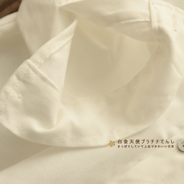 เสื้อเชิ้ตแขนยาว แต่งกระดุมปักลายวินเทจ (12149LM)