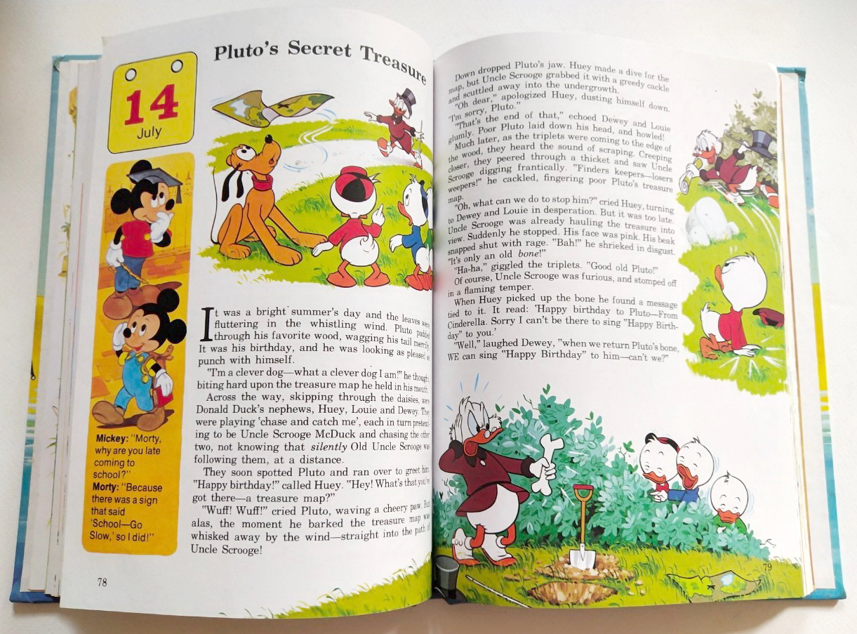 หนังสือภาพการ์ตูนดิสนีย์น่ารัก **หนังสิอเก่า มีตำหนิ โปรดตรวจสอบทุกภาพ ปกแข็ง ฉบับภาษาอังกฤษ เล่าเรื่องราวของทุกวันในฤดูร้อน ผ่านตัวการ์ตูนจากดิสนีย์ Story a Day for every day of the year ,Summer