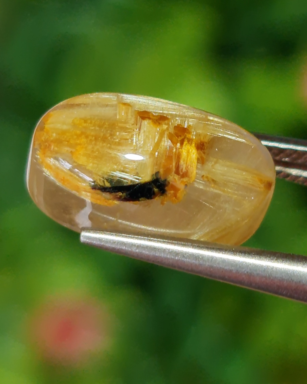 ไหมทอง ควอตซ์ Golden Rutilated Quartz 6.38 กะรัต Cts.พลอยแท้ อัญมณีมงคลประจําวันเกิด เครื่องประดับพลอย