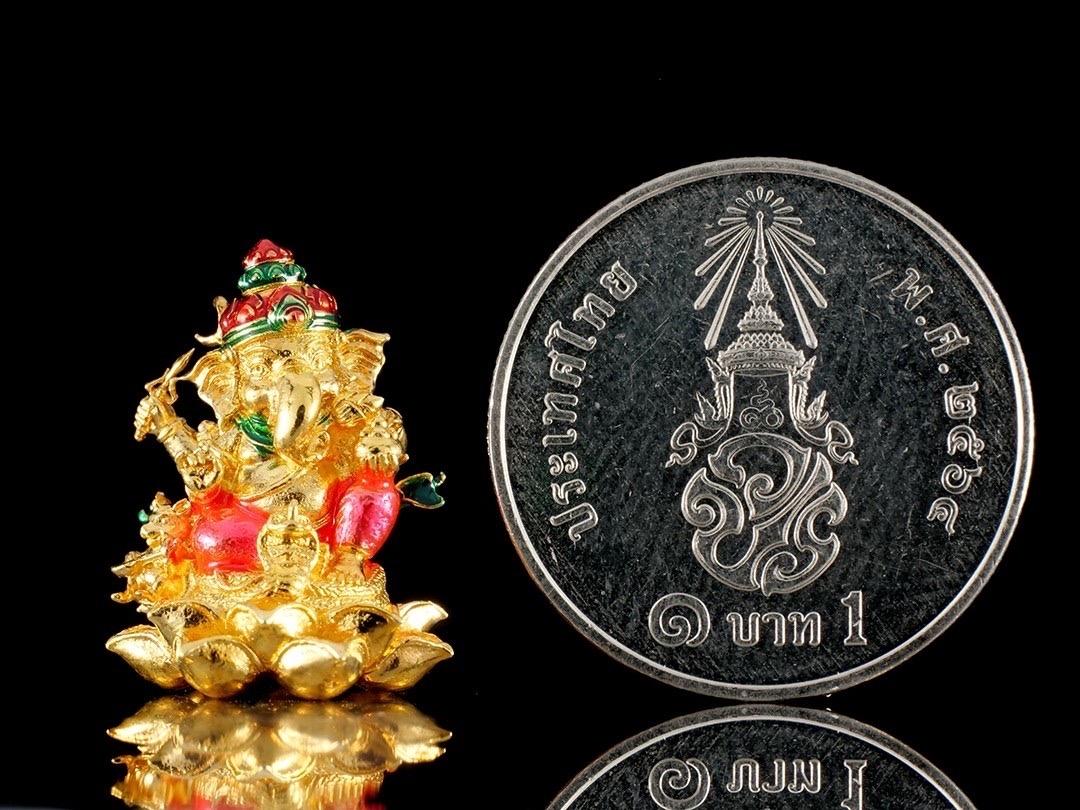 พระพิฆเนศ รุ่น อนันตสุข รหัส1 เนื้อบรอนซ์ชุบทองลงยา