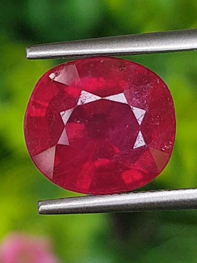 พลอย ทับทิม (Ruby Sapphire) 6.68 กะรัต (Cts.) พลอยแท้ อัญมณีมงคลประจําวันเกิด เครื่องประดับพลอย
