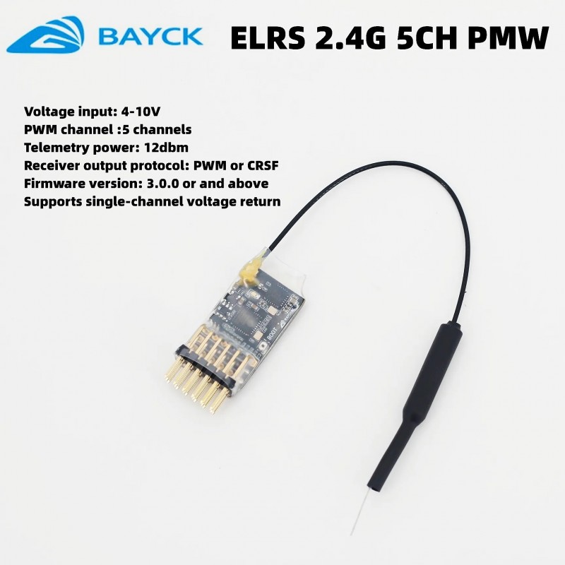 รีซีฟ ELRS แบบ PWM ต่อเซอร์โว สปีด ได้เลย ระบบ ExpressLRS 2.4GHz Mini Receiver PWM Output มีช่องวัดแบตลำแสดงบนรีโมท
