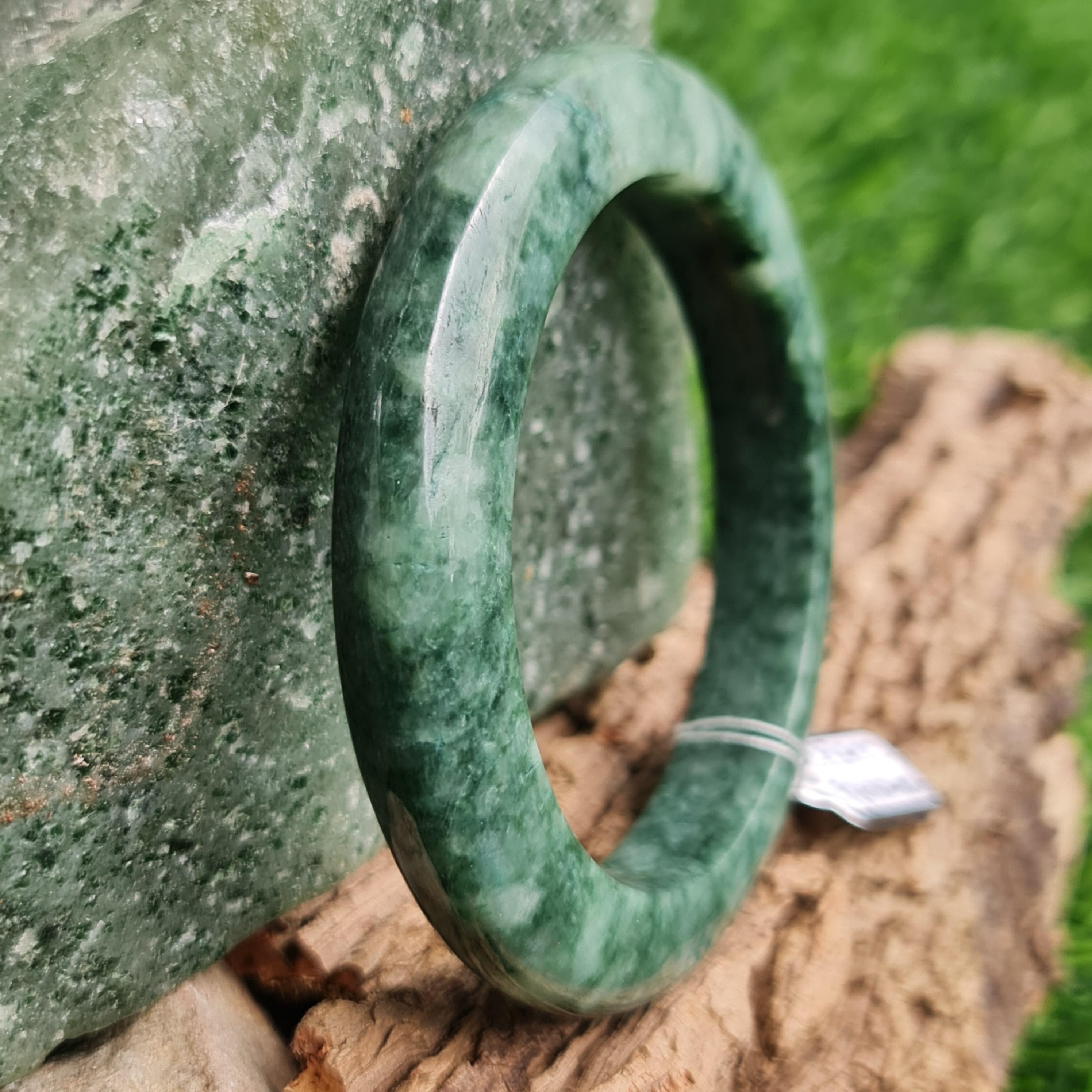 JB6804006 หยก พม่า แท้ Jade กำไลหยก 57.8 มม. (Jadeite bracelet) พม่า (Myanmar)