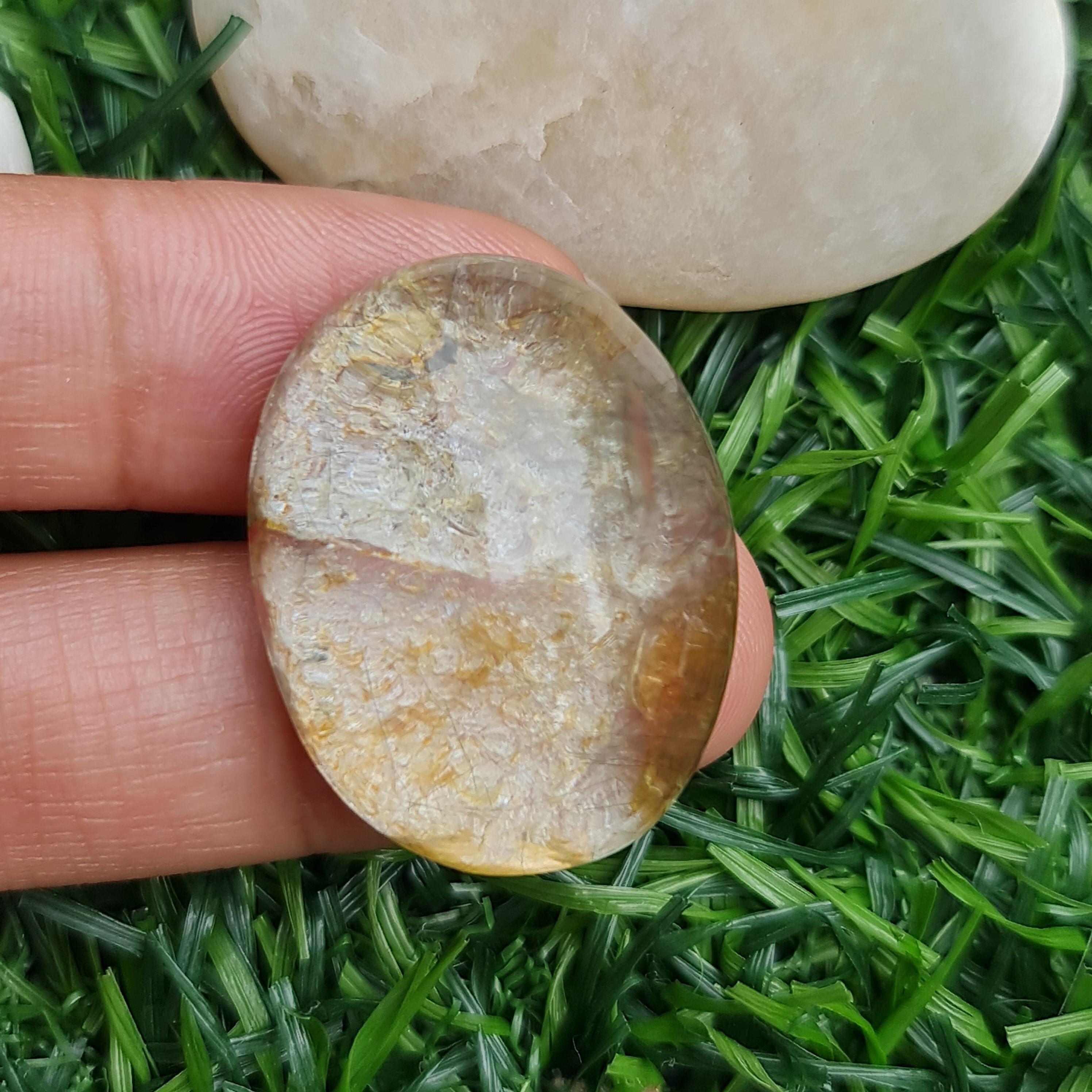 โป่งข่าม ควอตซ์ Rutilated Quartz 61.87 กะรัต Cts. พลอยแท้ อัญมณีมงคลประจําวันเกิด เครื่องประดับพลอย