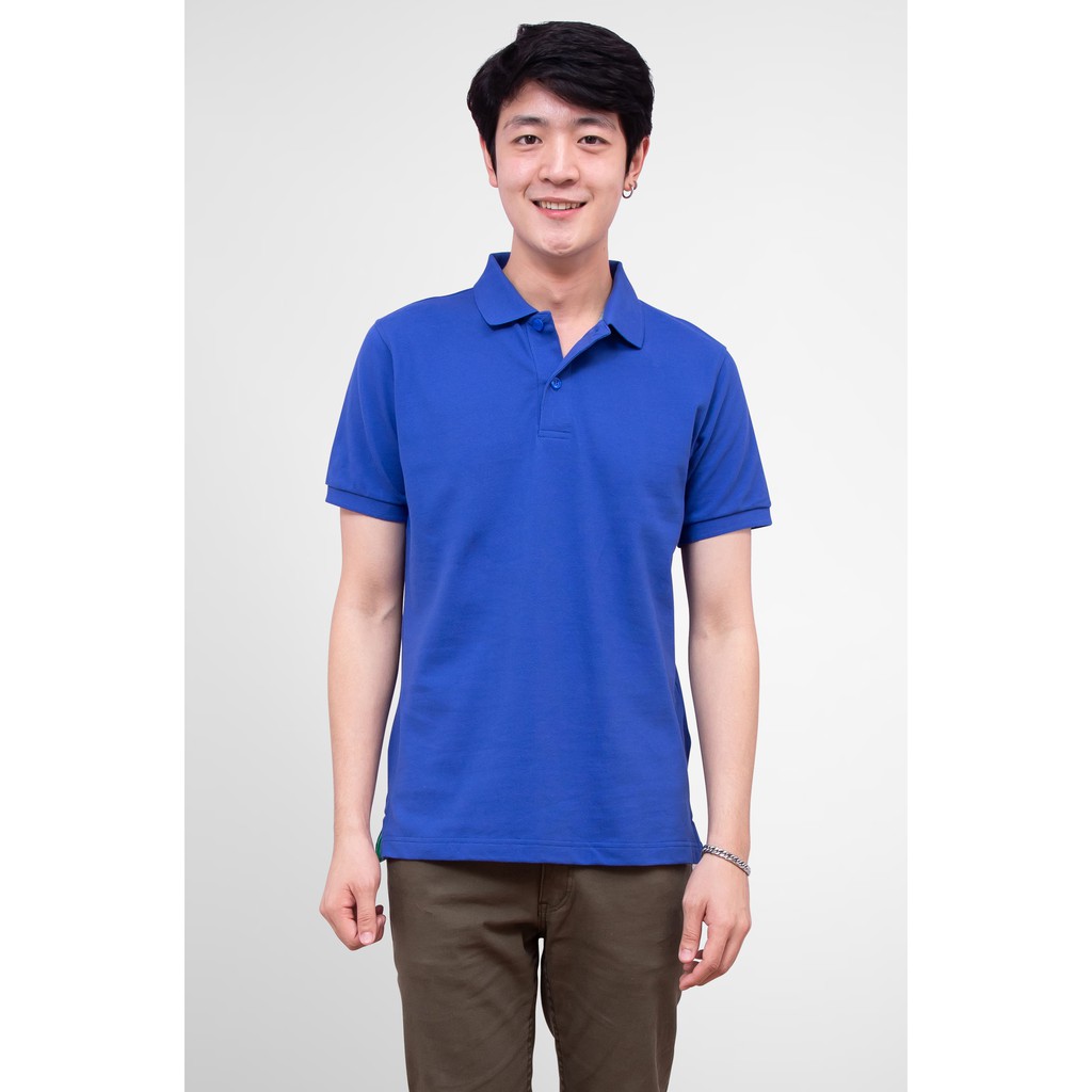 No Problem Noproblem ยอดขาย No.1 รับประกัน ไม่ย้วย ไม่ยืด ผ้านุ่ม เสื้อโปโล ชาย สีน้ำเงินซัฟไฟร์