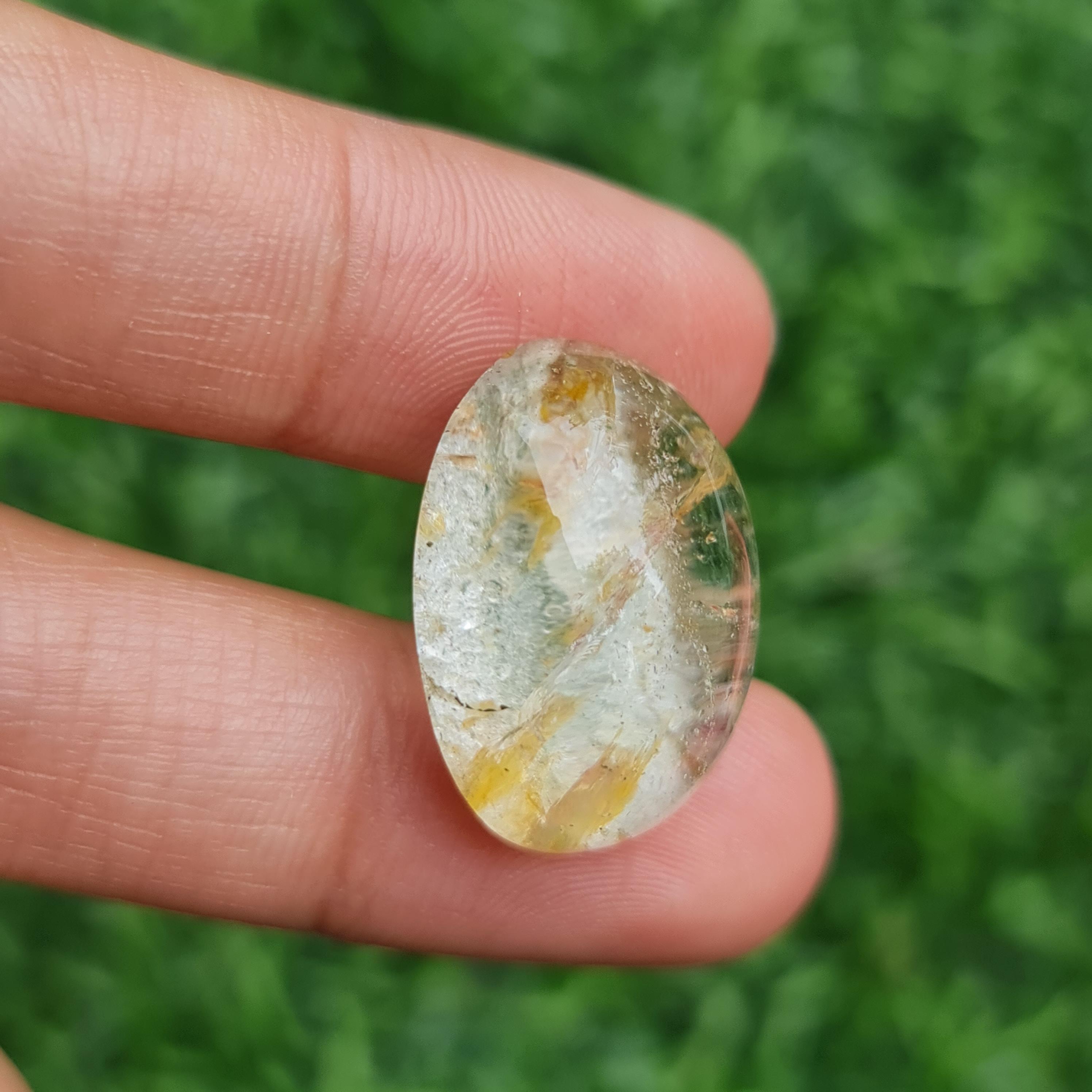 โป่งข่าม ควอตซ์ Rutilated Quartz 31.58 กะรัต Cts. พลอยแท้ อัญมณีมงคลประจําวันเกิด เครื่องประดับพลอย