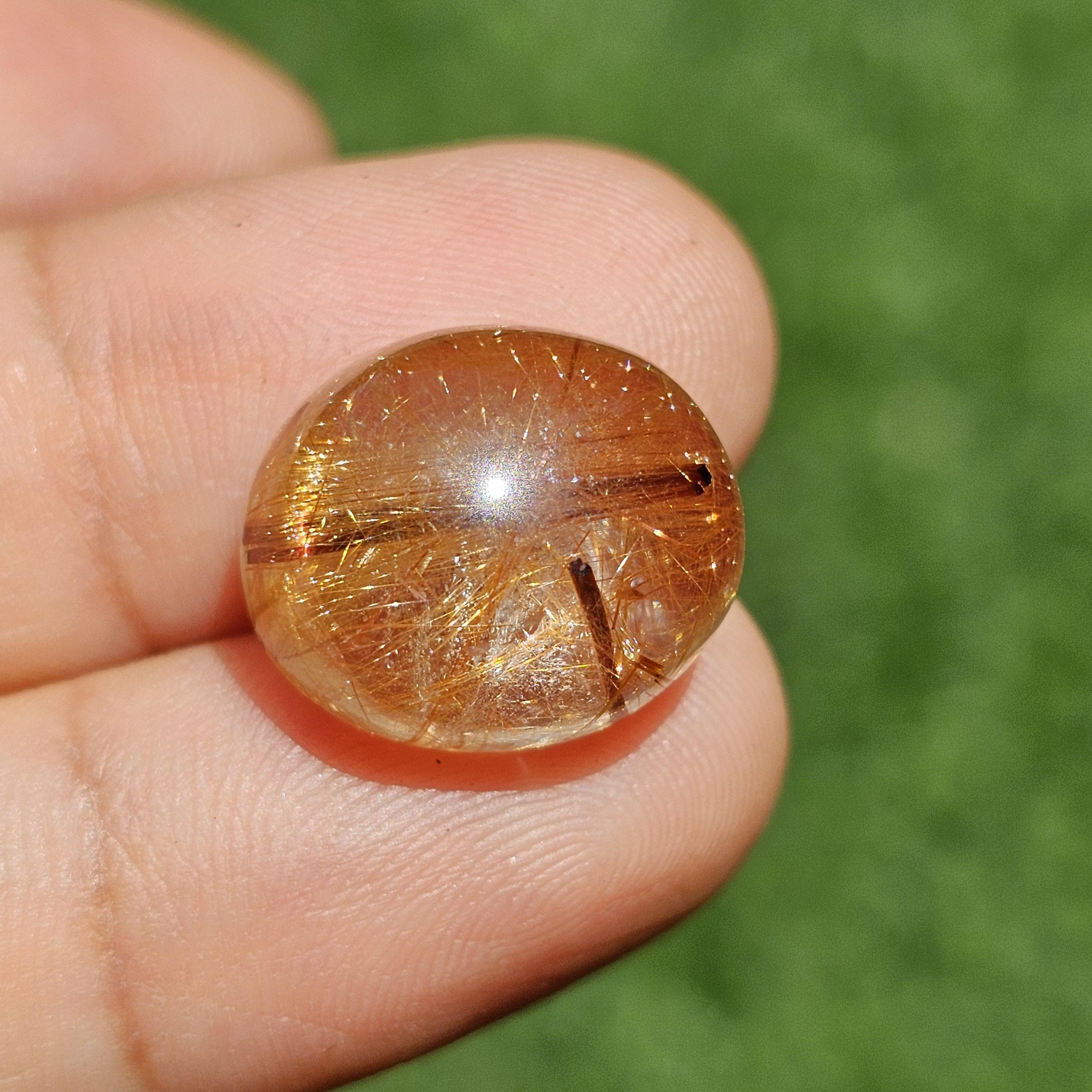 ไหมทอง ควอตซ์ Golden Rutilated Quartz 17.12 กะรัต Cts.พลอยแท้ อัญมณีมงคลประจําวันเกิด เครื่องประดับพลอย