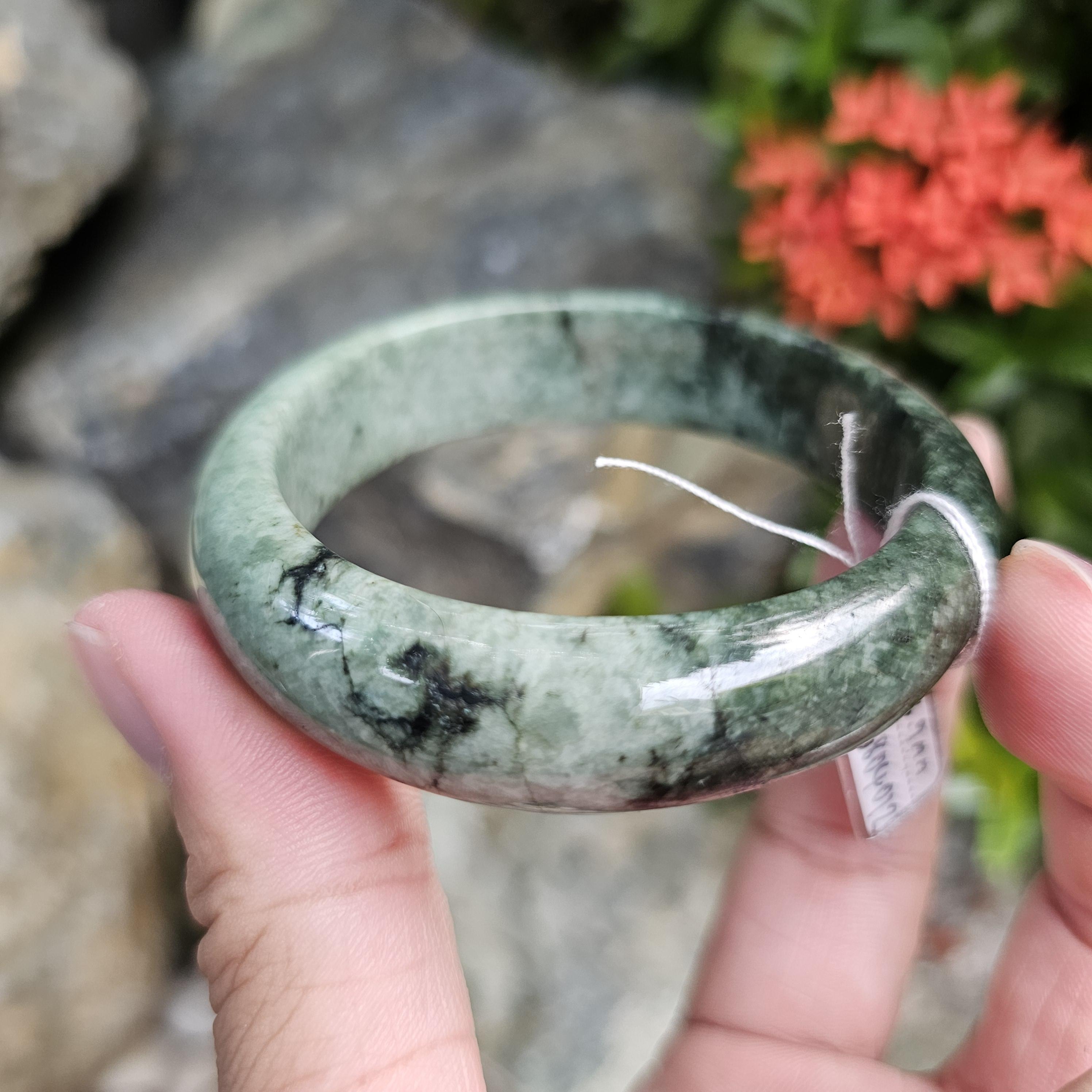 JB6804012 หยก พม่า แท้ Jade กำไลหยก 56.9 มม. (Jadeite bracelet) พม่า (Myanmar)