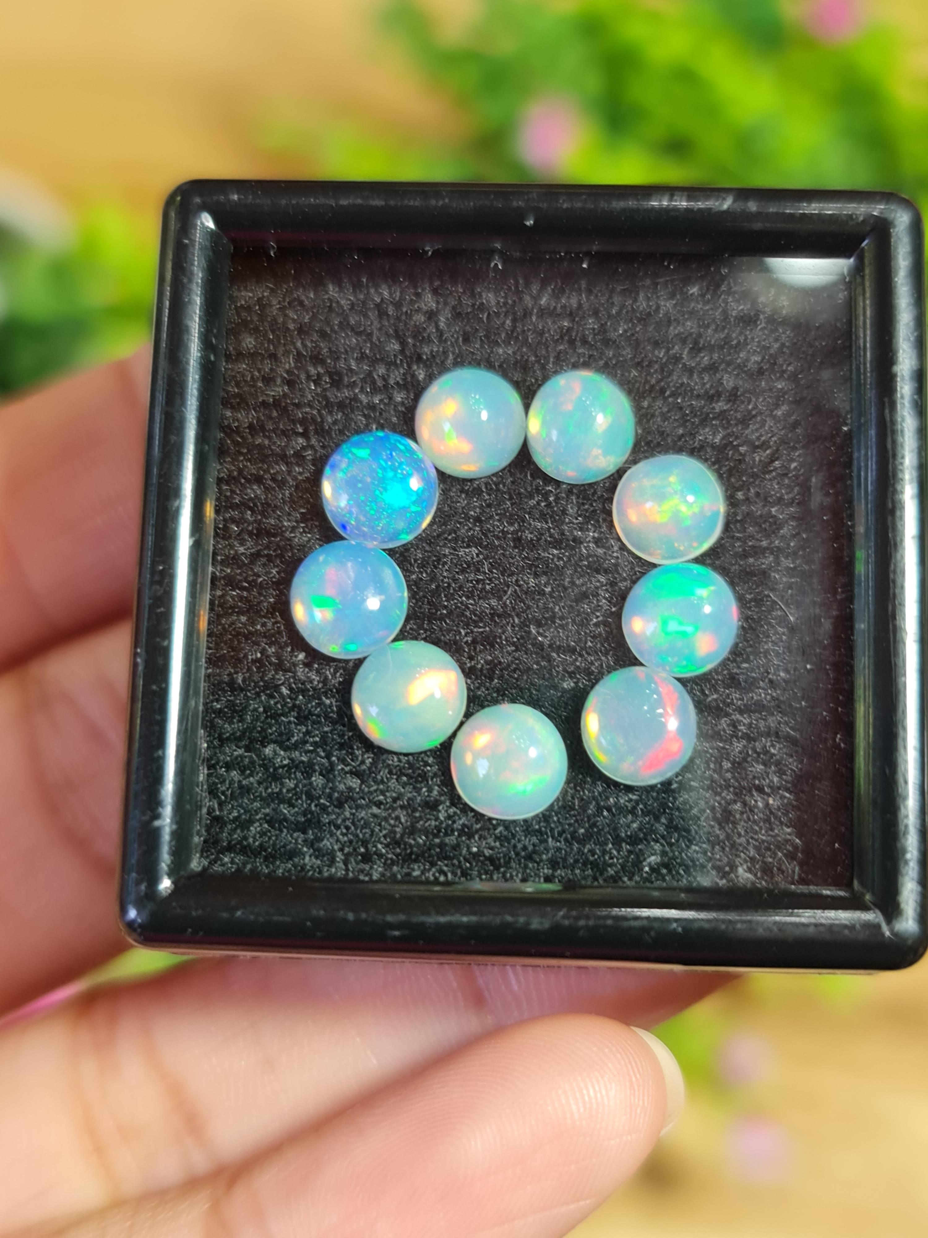 พลอย โอปอล Opal 9 เม็ด (Pcs.) 4.67 กะรัต (Cts.)พลอยแท้ อัญมณีมงคลประจําวันเกิด เครื่องประดับพลอย