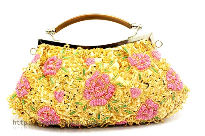 Pre-order กระเป๋าออกงาน Evening Clutch ทรงสวย แต่งลูกไม้ ลายดอกไม้ ปักเลื่อม