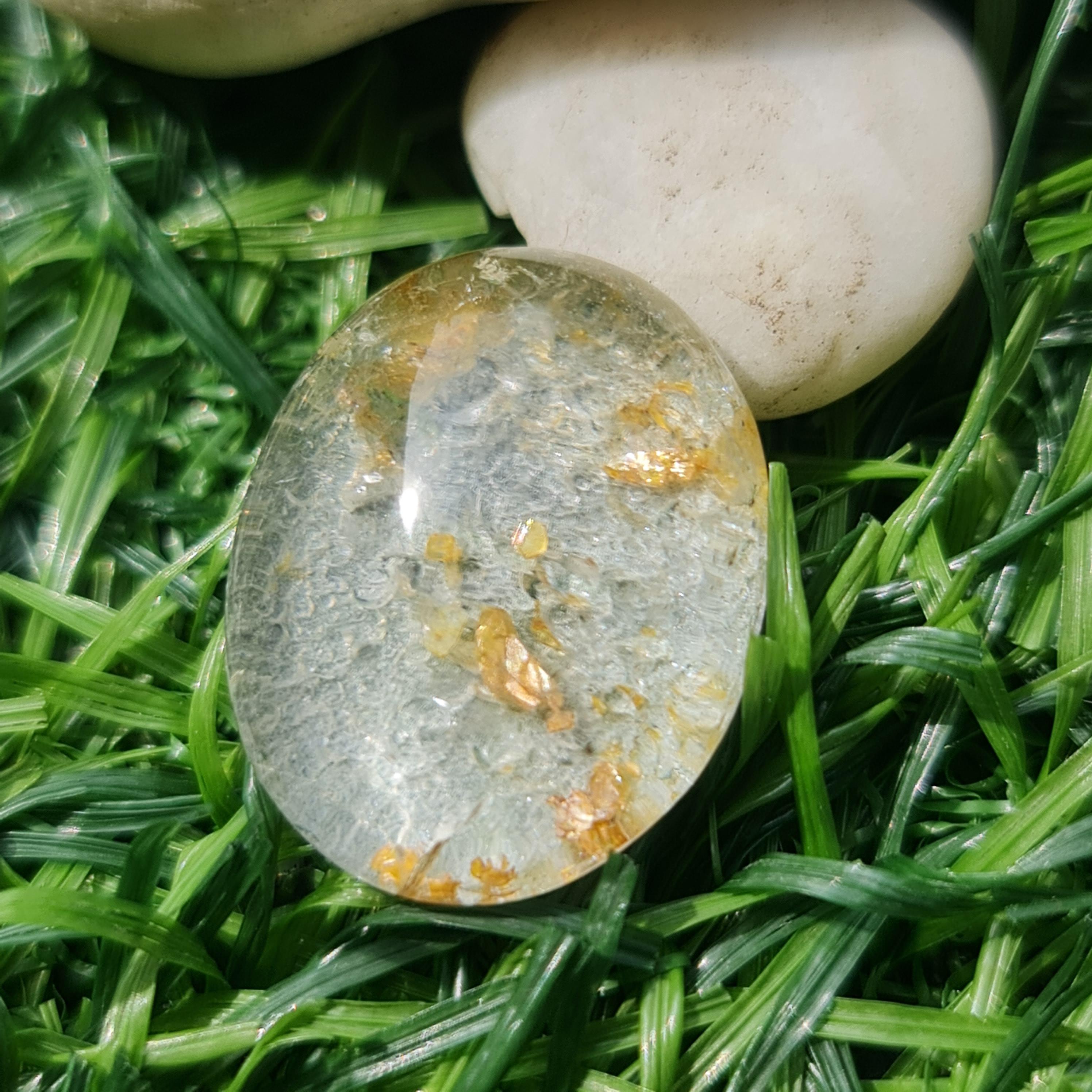 โป่งข่าม ควอตซ์ Rutilated Quartz 27.17 กะรัต Cts. พลอยแท้ อัญมณีมงคลประจําวันเกิด เครื่องประดับพลอย