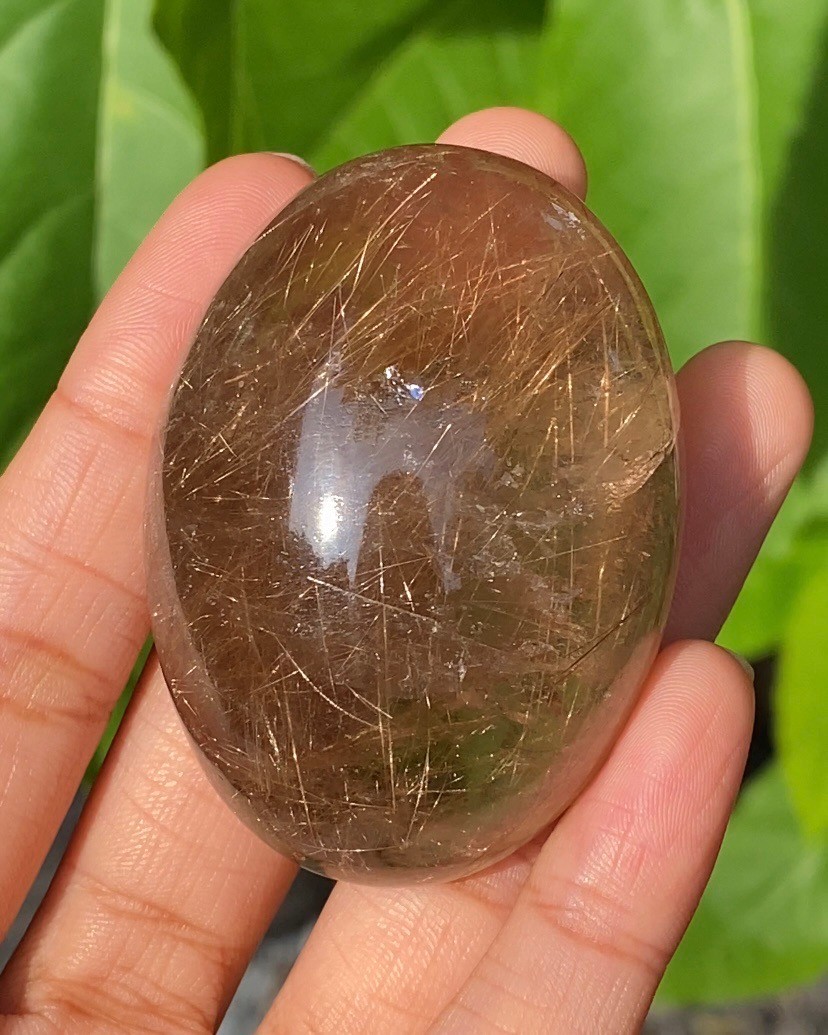 ไหมทอง ควอตซ์ Golden Rutilated Quartz 405 กะรัต (Carats) พลอยแท้ อัญมณีมงคลประจําวันเกิด เครื่องประดับพลอย