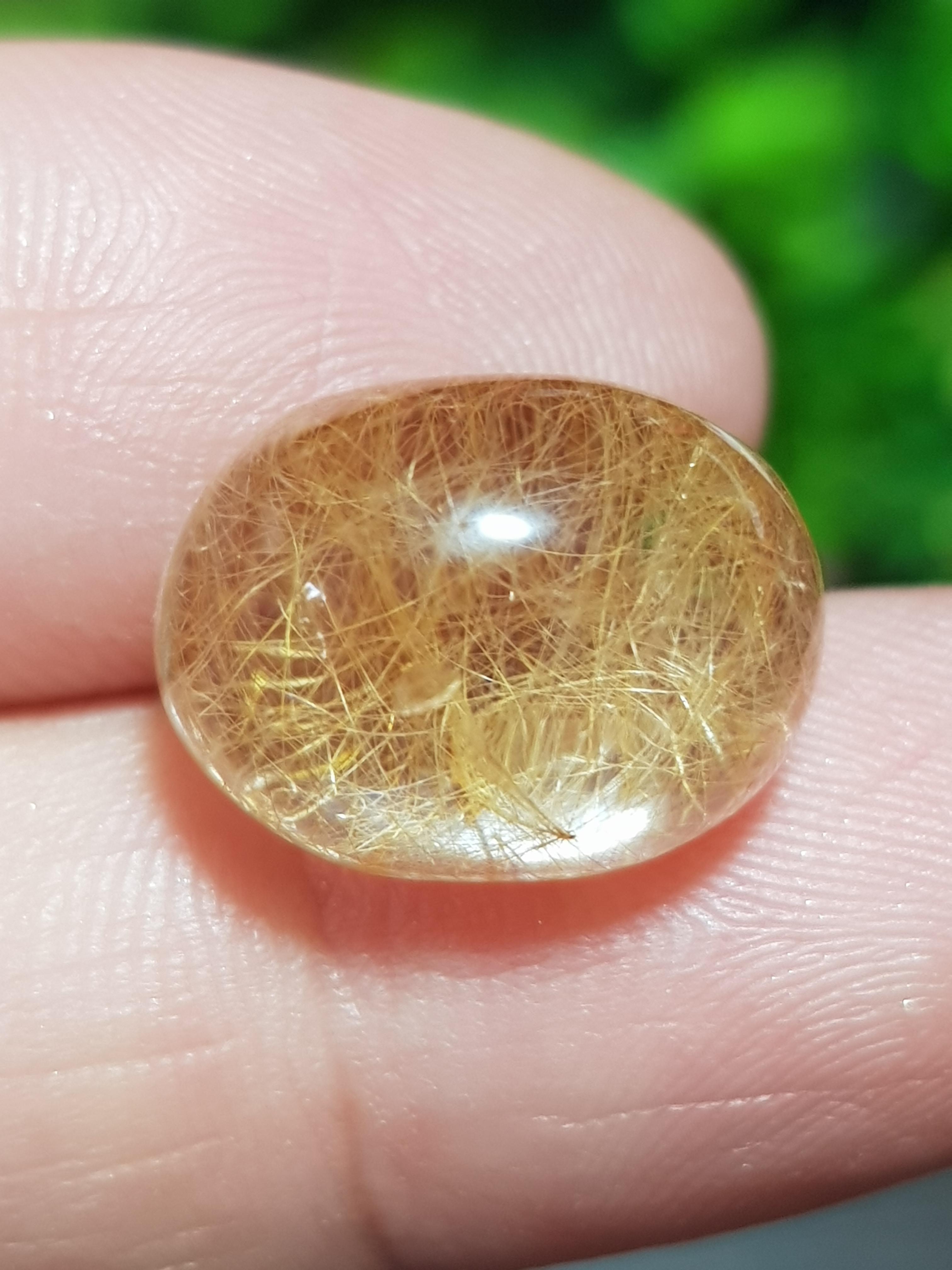 ไหมทอง ควอตซ์ Golden Rutilated Quartz 13.58 กะรัต Cts.พลอยแท้ อัญมณีมงคลประจําวันเกิด เครื่องประดับพลอย