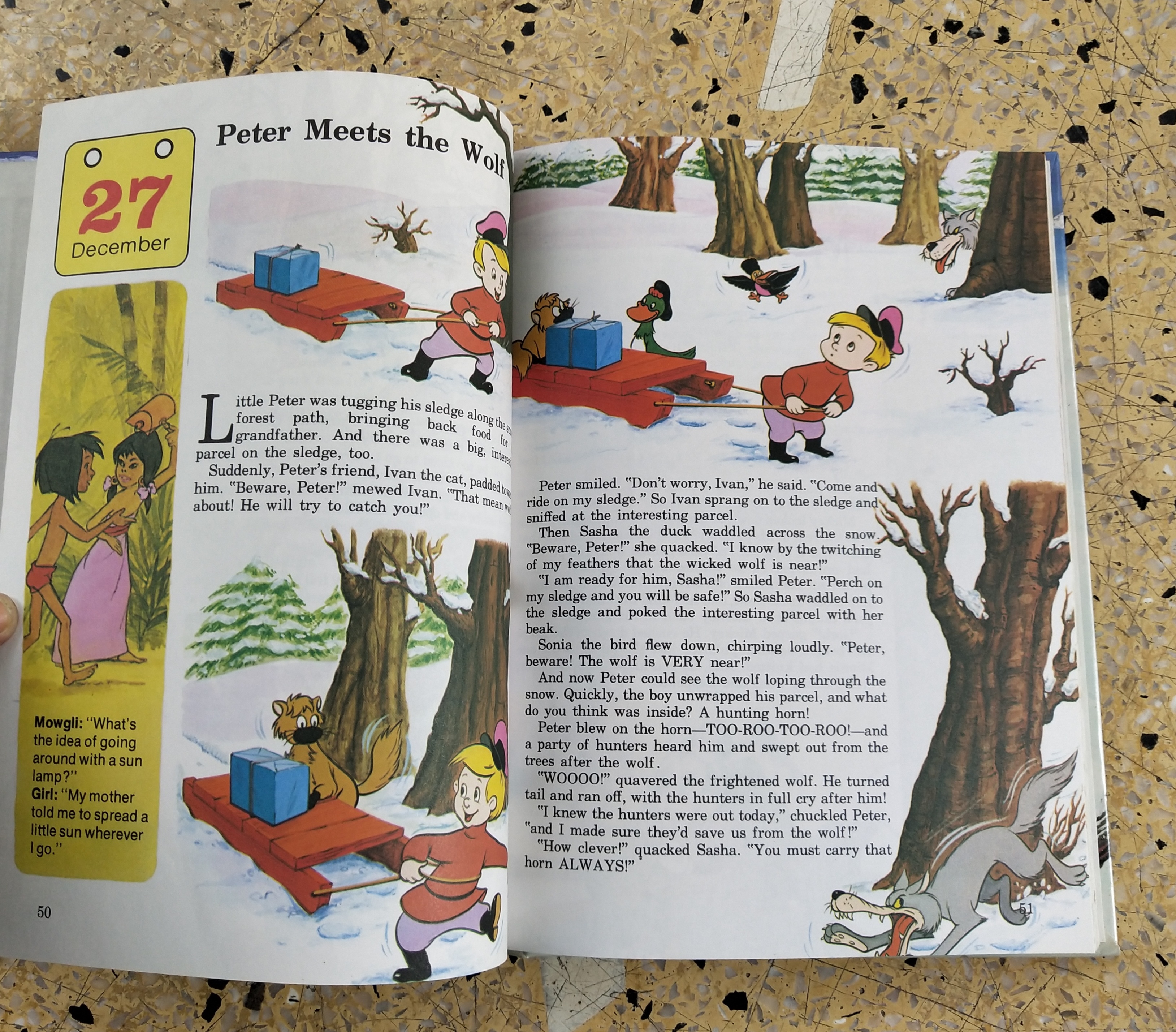 หนังสือภาพการ์ตูนดิสนีย์น่ารัก **หนังสิอเก่า มีตำหนิ โปรดตรวจสอบทุกภาพ ปกแข็ง ฉบับภาษาอังกฤษ เล่าเรื่องราวของทุกวันในฤดูหนาว ผ่านตัวการ์ตูนจากดิสนีย์ Story a Day for every day of the year ,Winter