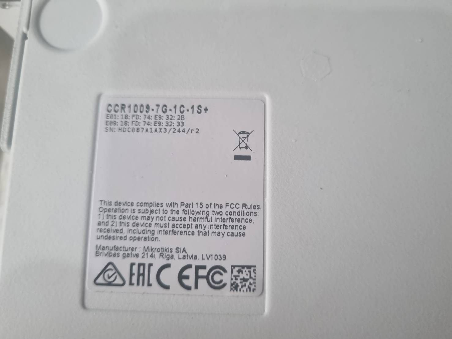 MikroTik CCR1009-7G-1C-1S+ - 9-Core