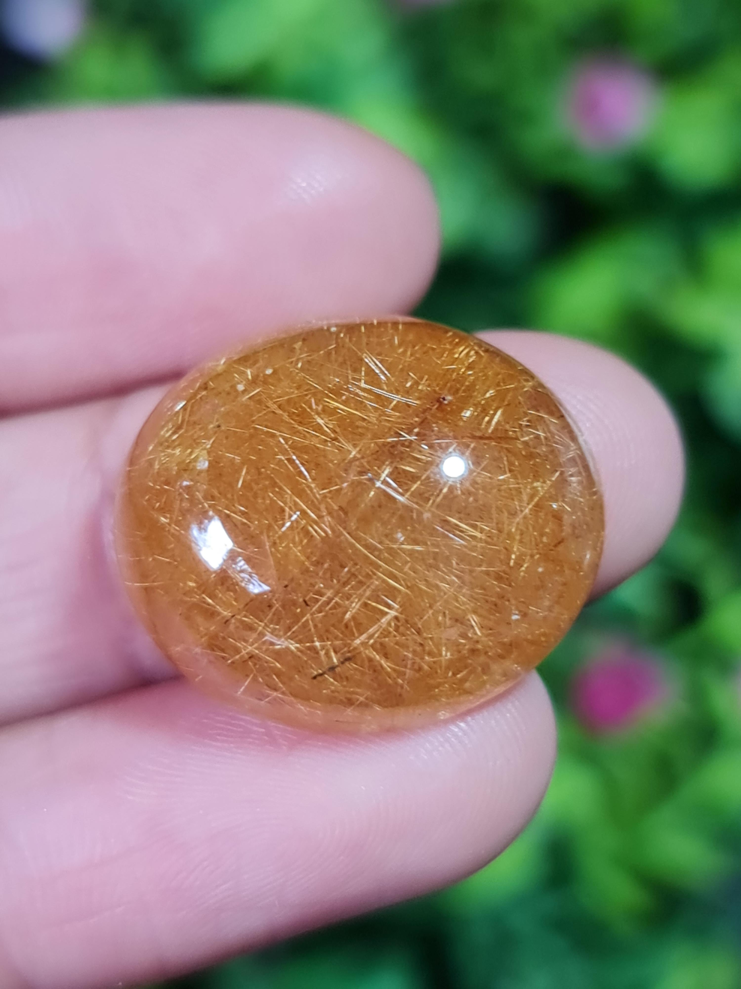 ไหมทอง ควอตซ์ Golden Rutilated Quartz 36.82 กะรัต Cts.พลอยแท้ อัญมณีมงคลประจําวันเกิด เครื่องประดับพลอย