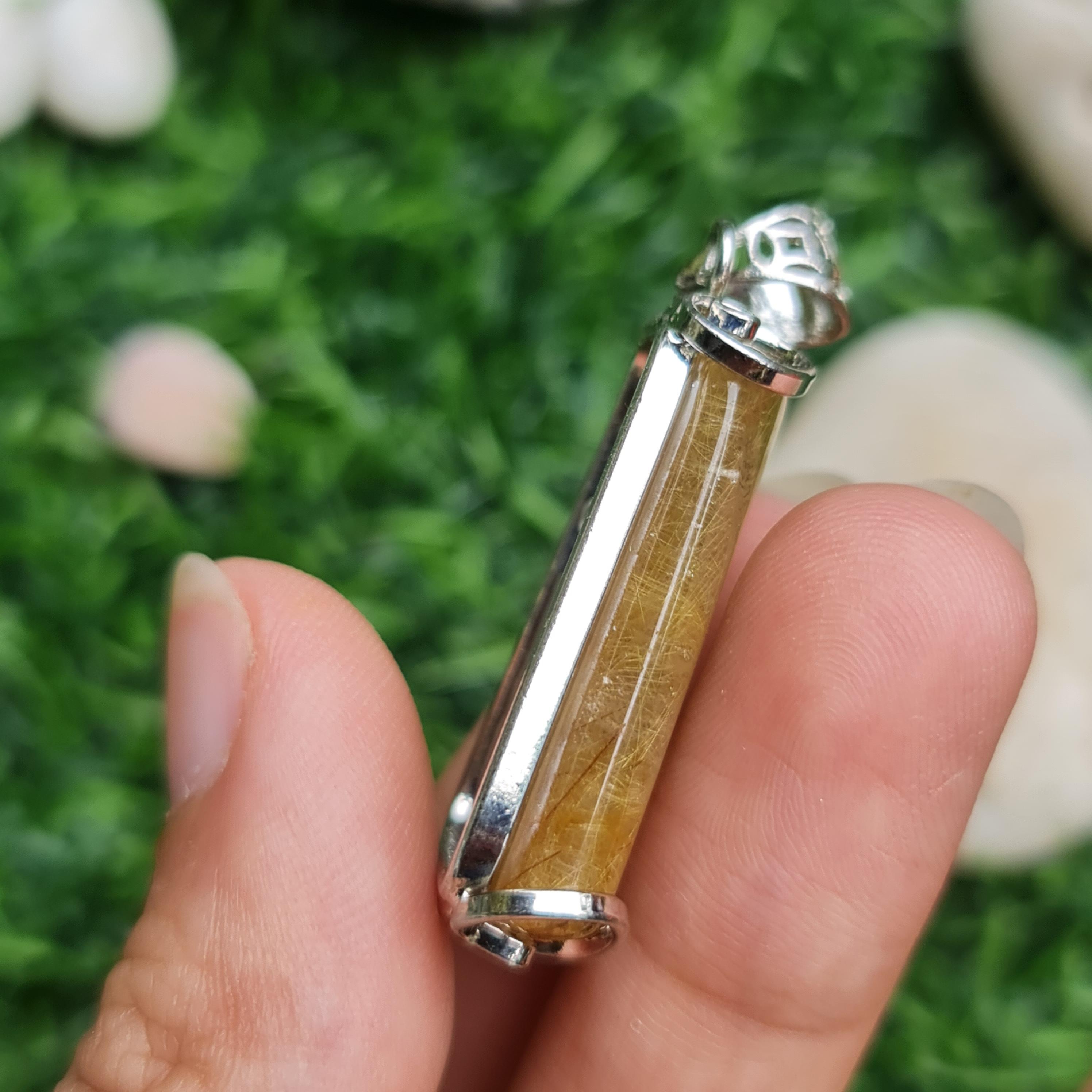 จี้ไหมทอง (Golden Rutilated Quartz) 52.20 กรัม g.พลอยแท้ อัญมณีมงคลประจําวันเกิด เครื่องประดับพลอย