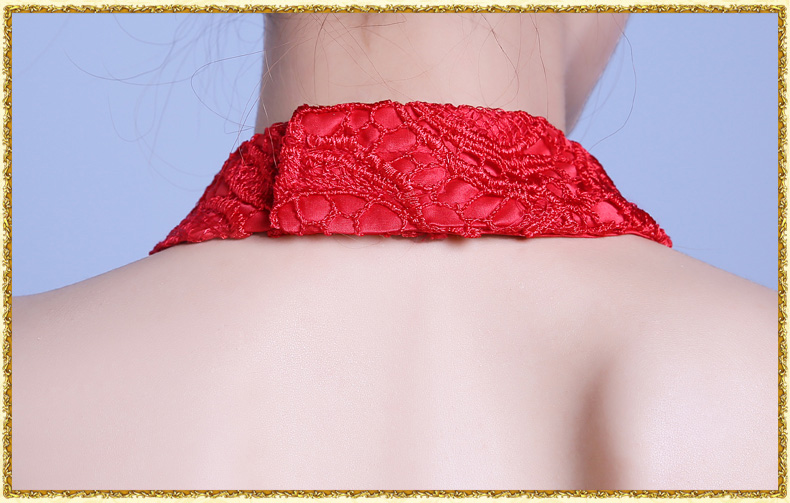 พร้อมส่ง ชุดราตรีสั้น เพื่อนเจ้าสาว สีแดง กระโปรงตาข่ายแบบเกาะอก หน้าสั้นหลังยาว พร้อมสร้อยคอลายลูกไม้ ถอดแยกได้ ซิปข้างลำตัว (จับสม๊อกด้านหลัง) **เหลือเฉพาะไซส์ใหญ่**